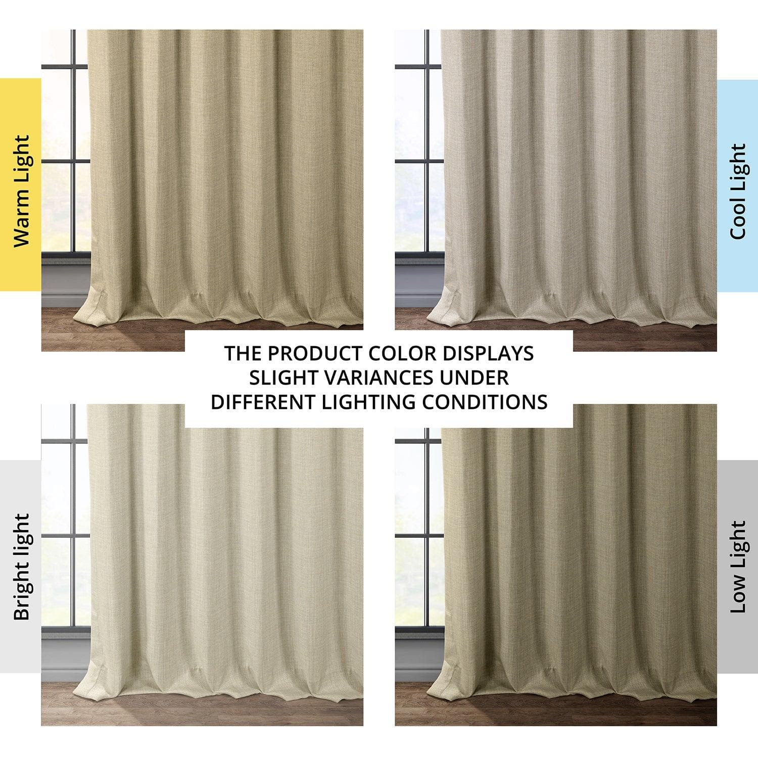 Textured Faux Linen Blackout Curtains - Thatched Tan Window Drapes for Bedroom & Living Room, Light Blocking Thermal Insulated Panels for Home Decor & Privacy