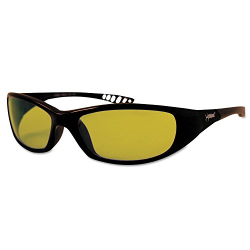 Jackson Safety 20541 V40 Hell Raiser Safety Glasses - Anti-Scratch Amber Polycarbonate Lenses, Black Frame - Ideal for Construction, Woodworking & DIY Projects