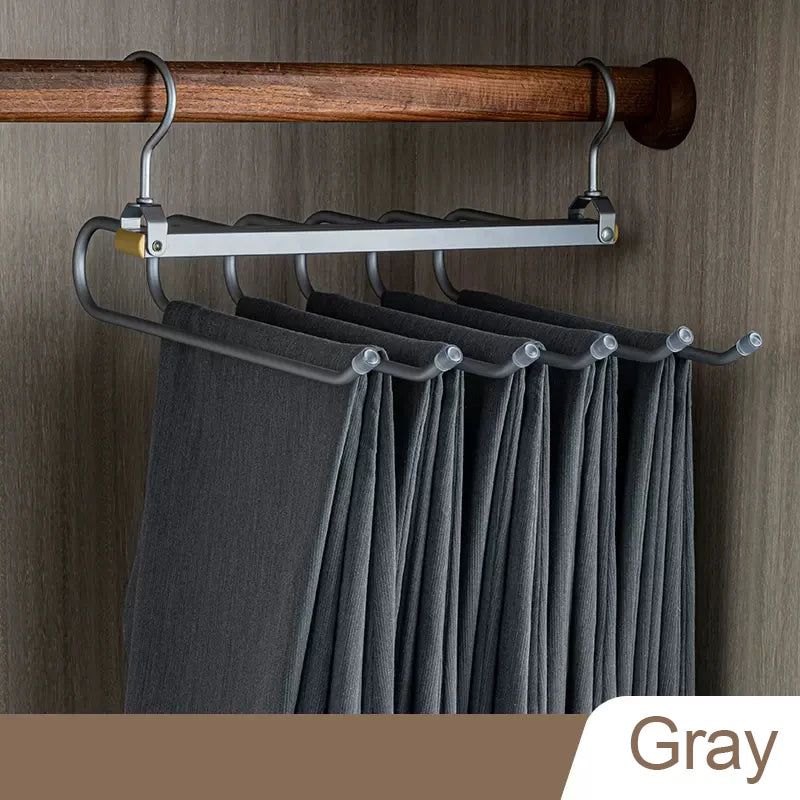 6-in-1 Folding 360° Rotatable Aluminum Alloy Pants Hangers - Space Saving Closet Organizer for Trousers, Skirts & Jeans | Perfect for Small Closets, Dorm Rooms & Travel