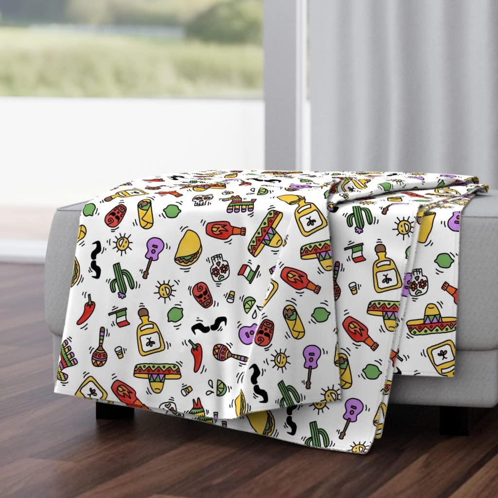 Soft Plush Minky Throw Blanket 50x70 Inches - Mexican Food & Tequila Design Cozy Blanket for Bed, Sofa, and Gift Giving