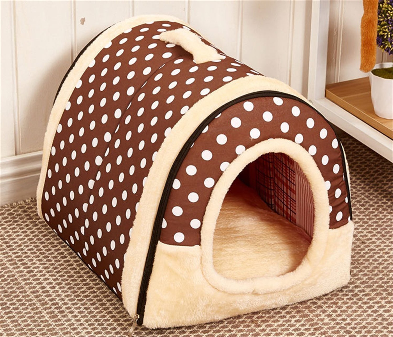 Warm Foldable Pet Kennel - Non-Slip Dog House & Cat Bed (45x35x32cm) for Indoor/Outdoor Use