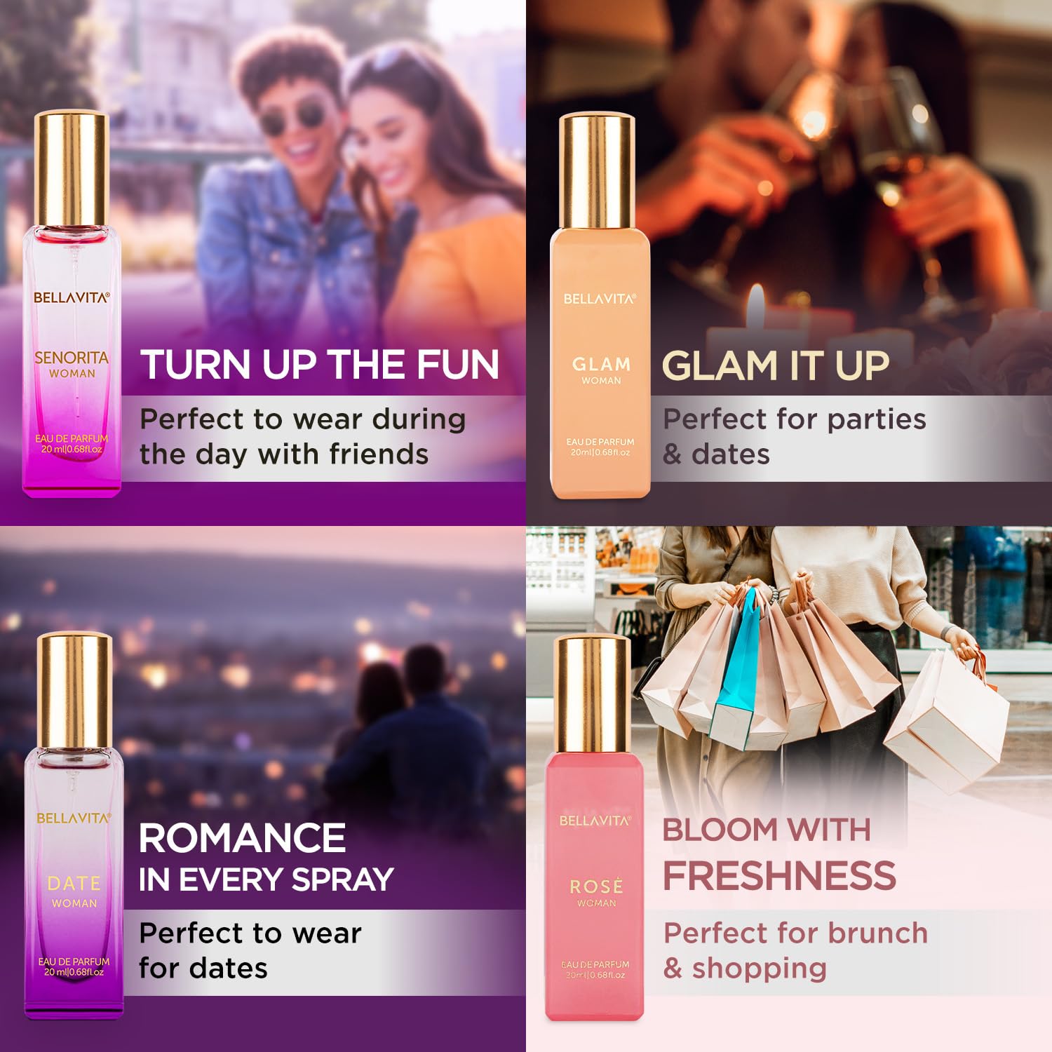 Luxury Women's Perfume Gift Set - 8 x 20ml Eau de Parfum (5.41 fl oz) | Date, Senorita, Skai, Fresh, White Oud, Glam, Rose & Honey Oud Scents | Vanilla, Floral, Musk, Marine, Citrus & Oud Fragrances | Perfect for Dating, Parties, Work & Special Occasions