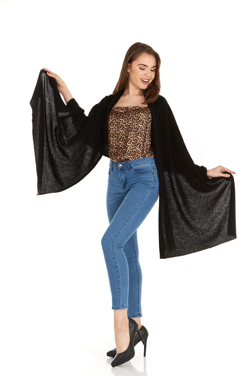 100% Pure Cashmere Knitted Wrap Pashmina Shawl - Extra Large Soft Scarf Stole for Women | Winter Fashion Accessory, Travel Gift, Office & Evening Wear