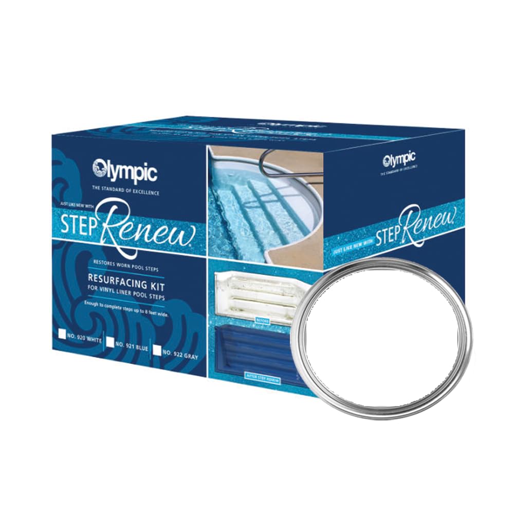 Olympic Swimming Pool Paint - White Vinyl Liner Pool Step Renew Kit for Resurfacing & Repair | Non-Slip Coating for Pool Steps, Ladders & Decks | Perfect for Inground & Above Ground Pools