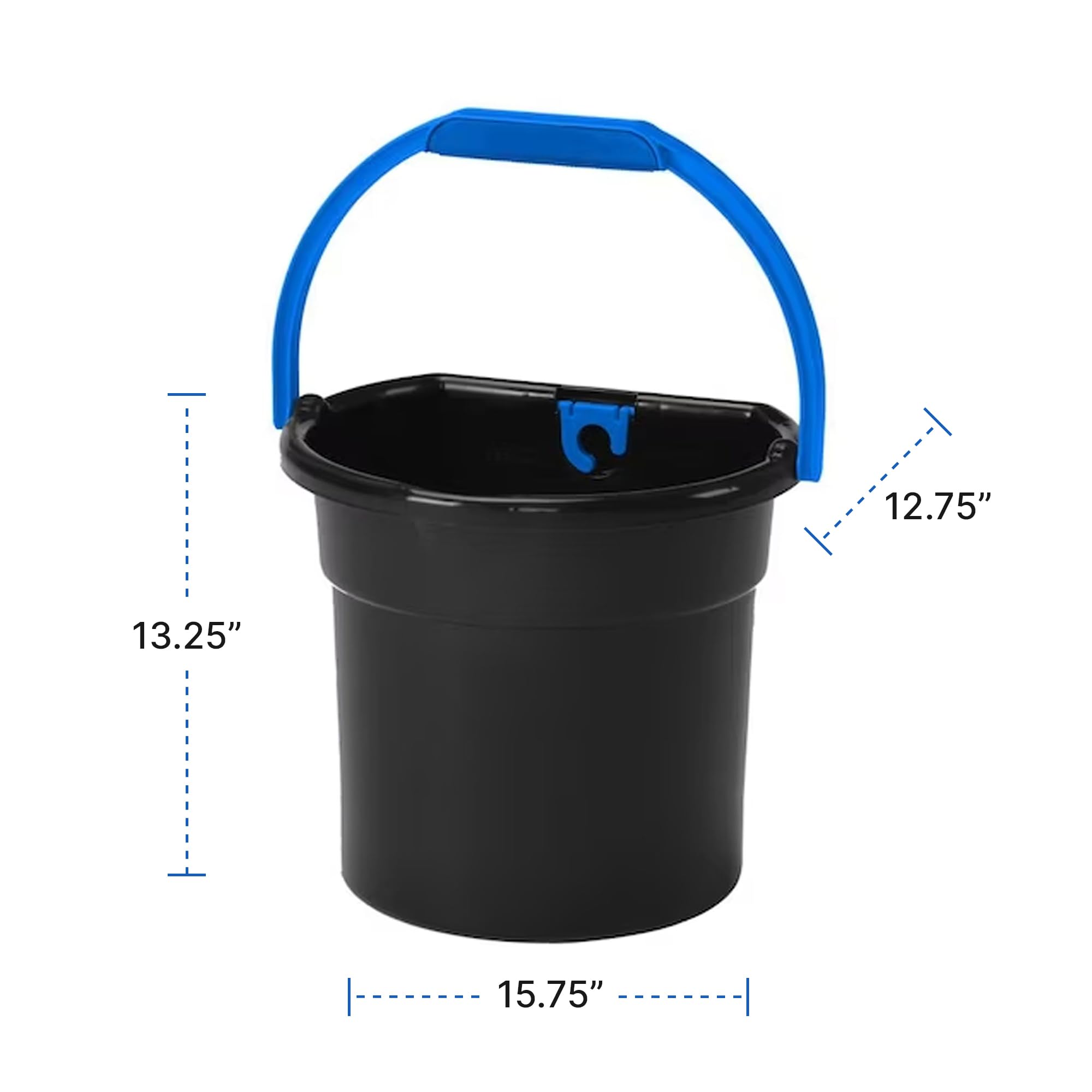 Gracious Living 5.8-Gallon Water Bucket with Built-in Hose Clip & Ergonomic Handle - Heavy Duty Utility Pail for Cleaning, Gardening, Camping & Outdoor Activities (6 Pack, Black/Blue)