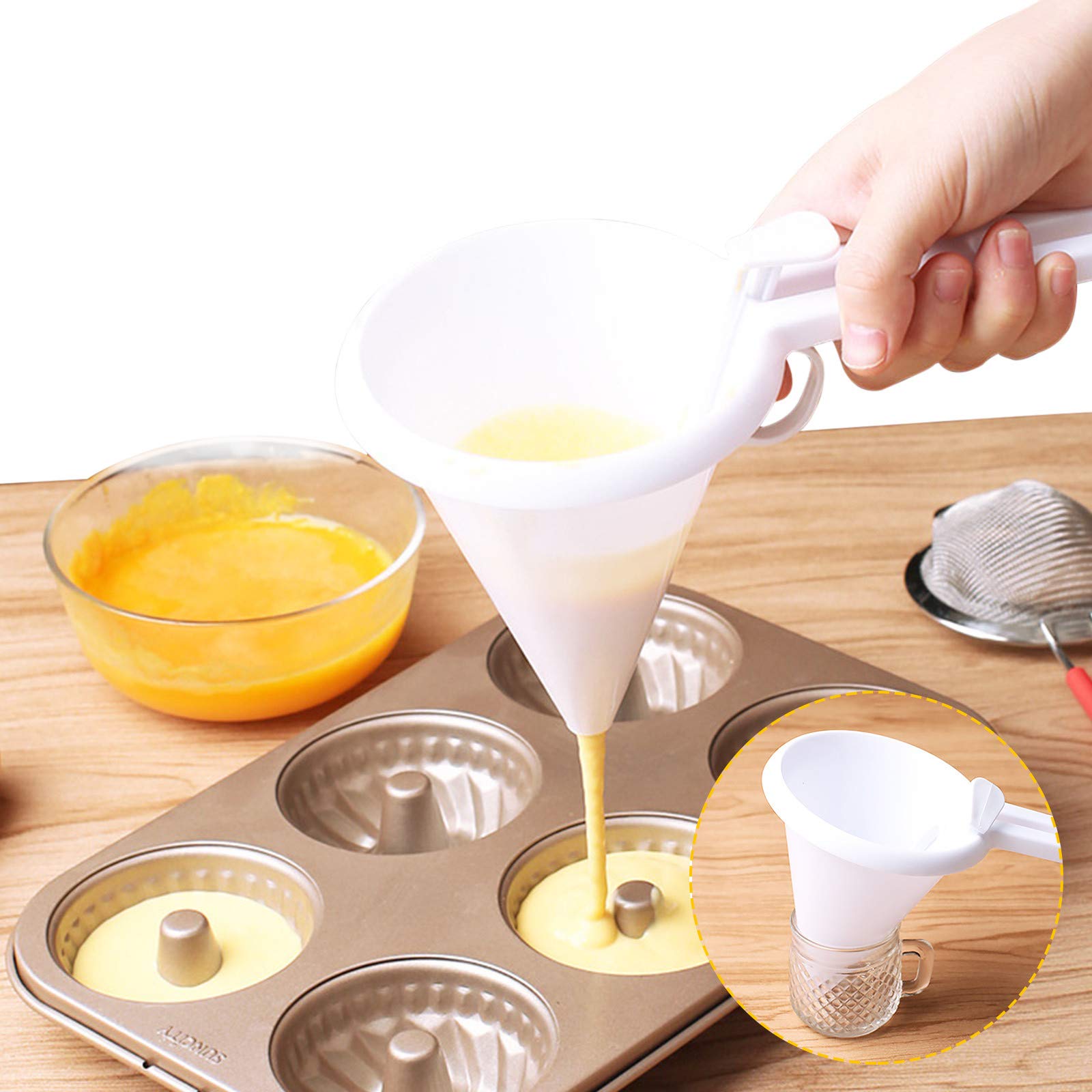 **Handheld Cream Portion Funnel Cake Decorating Tool - White Butter Frosting Dispenser for Baking, Cake Decorating & Dessert Topping | Perfect for Parties, Weddings & DIY Desserts**