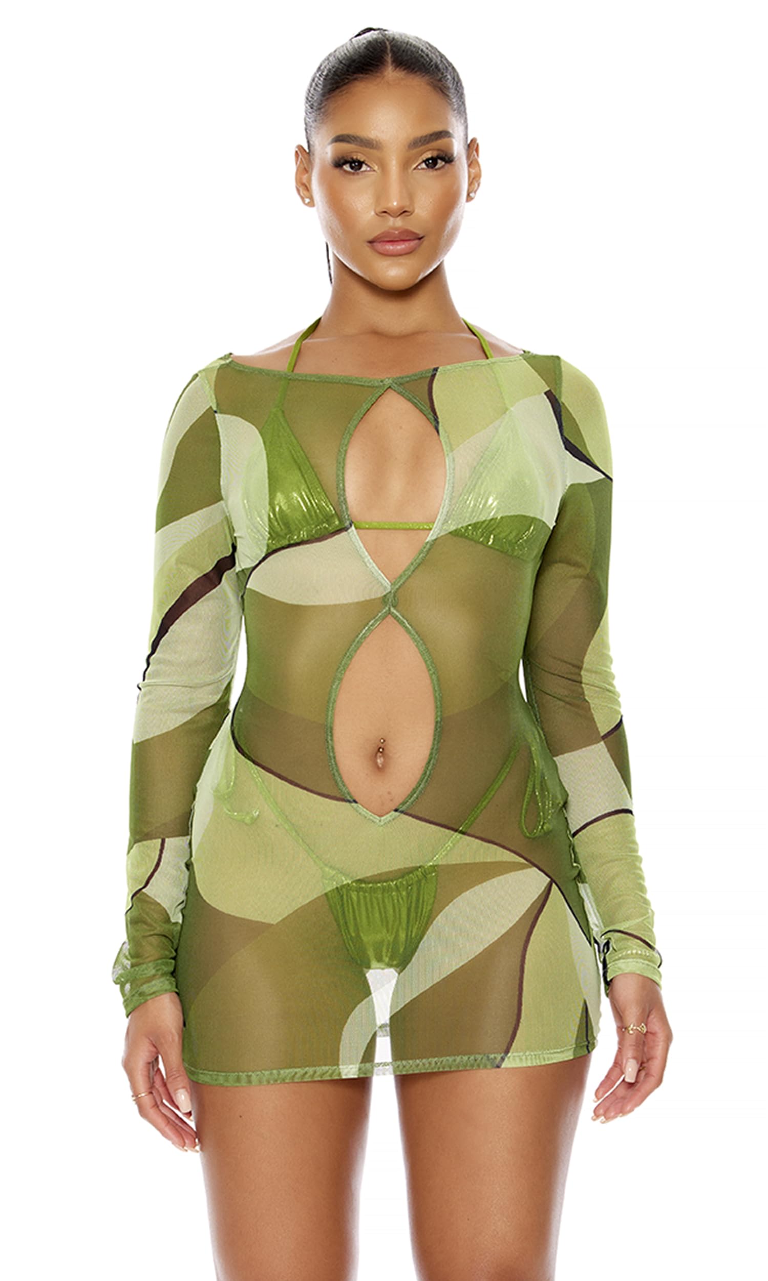 Forplay Women's Ensenada Mesh Cover Up Mini Dress - Sexy Swimwear Cover Up for Beach, Pool Party & Vacation