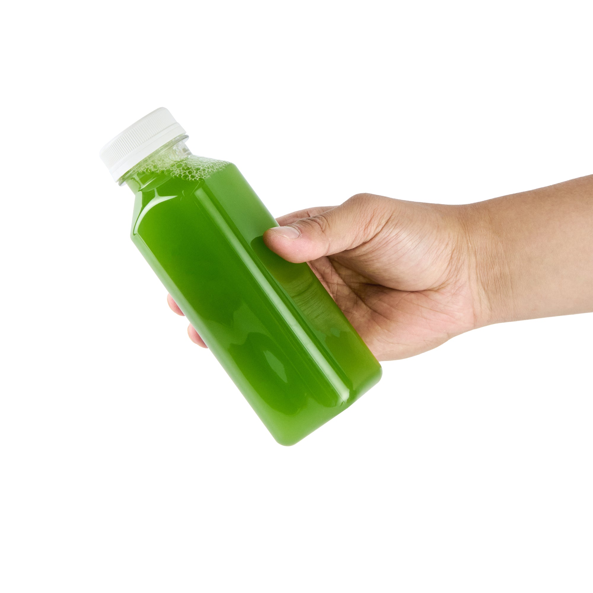12 oz Square Clear Plastic Cold Pressed Juice Bottles with Safety Cap - 2 x 2 x 6.5 Inches - Pack of 100 - Perfect for Fresh Juices, Smoothies & Meal Prep Storage