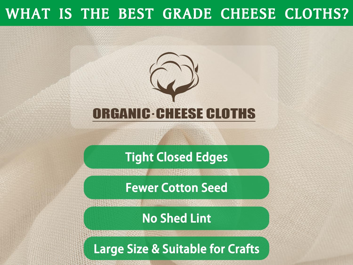 Premium Unbleached Cotton Cheesecloth - Grade 100, 27 Sq Ft (3 Yards) Reusable Fine Mesh Fabric with Closed Edges for Cooking, Straining, Sushi Rice, Cheese Making & DIY Crafts - Ideal for Home Kitchens & Professional Chefs