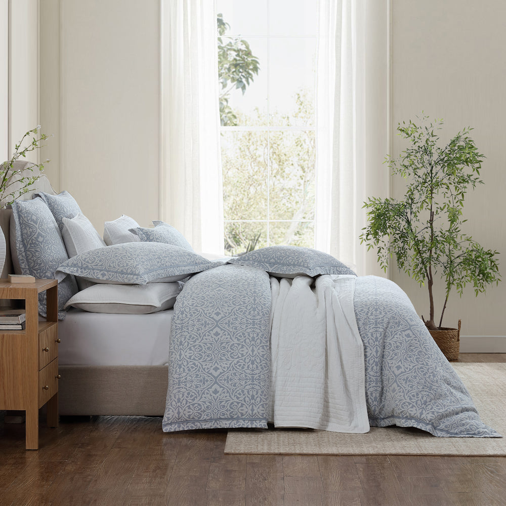 Althea Denim Quilt Cover Set King Size - Soft Luxury Bedding for Bedroom Decor - Perfect for Master Bedroom, Guest Room & Dorm
