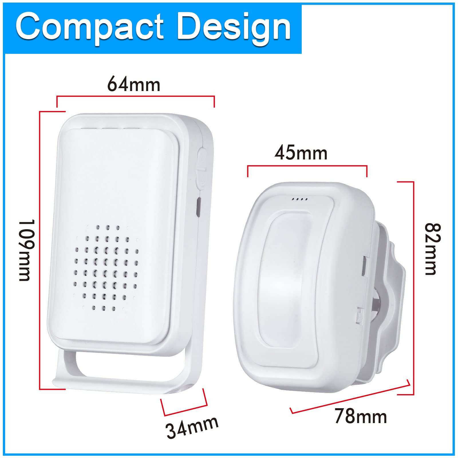 Wireless Motion Sensor Door Chime Alarm - Indoor/Outdoor Entry Alert System with LED & Vibration for Stores, Homes, Elderly Care - Bed Alarm & Security Monitor for Business & Residential Use