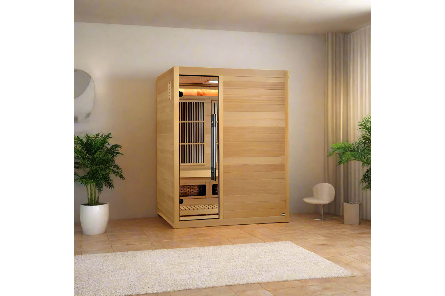 Golden Designs 2025 Soria 3-Person Hybrid Sauna for Indoor Use - Full Spectrum Infrared & Traditional Steam with Harvia Stove - Perfect for Home Relaxation, Detox & Muscle Recovery
