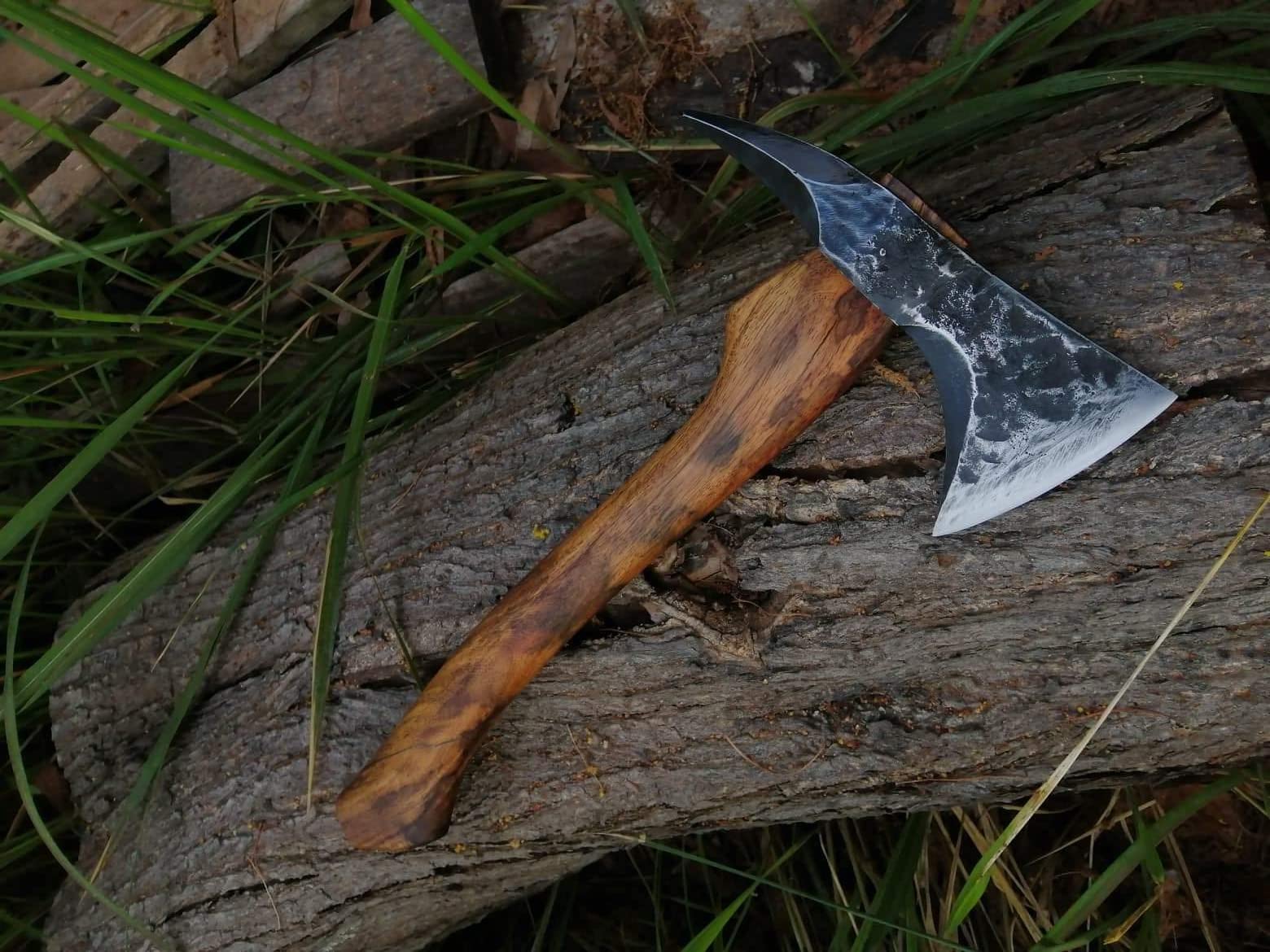 Hand Forged Spike Axe - Premium Camping & Hunting Axe with Genuine Cow Leather Sheath - Perfect for Outdoor Adventures, Survival Gear & Bushcraft