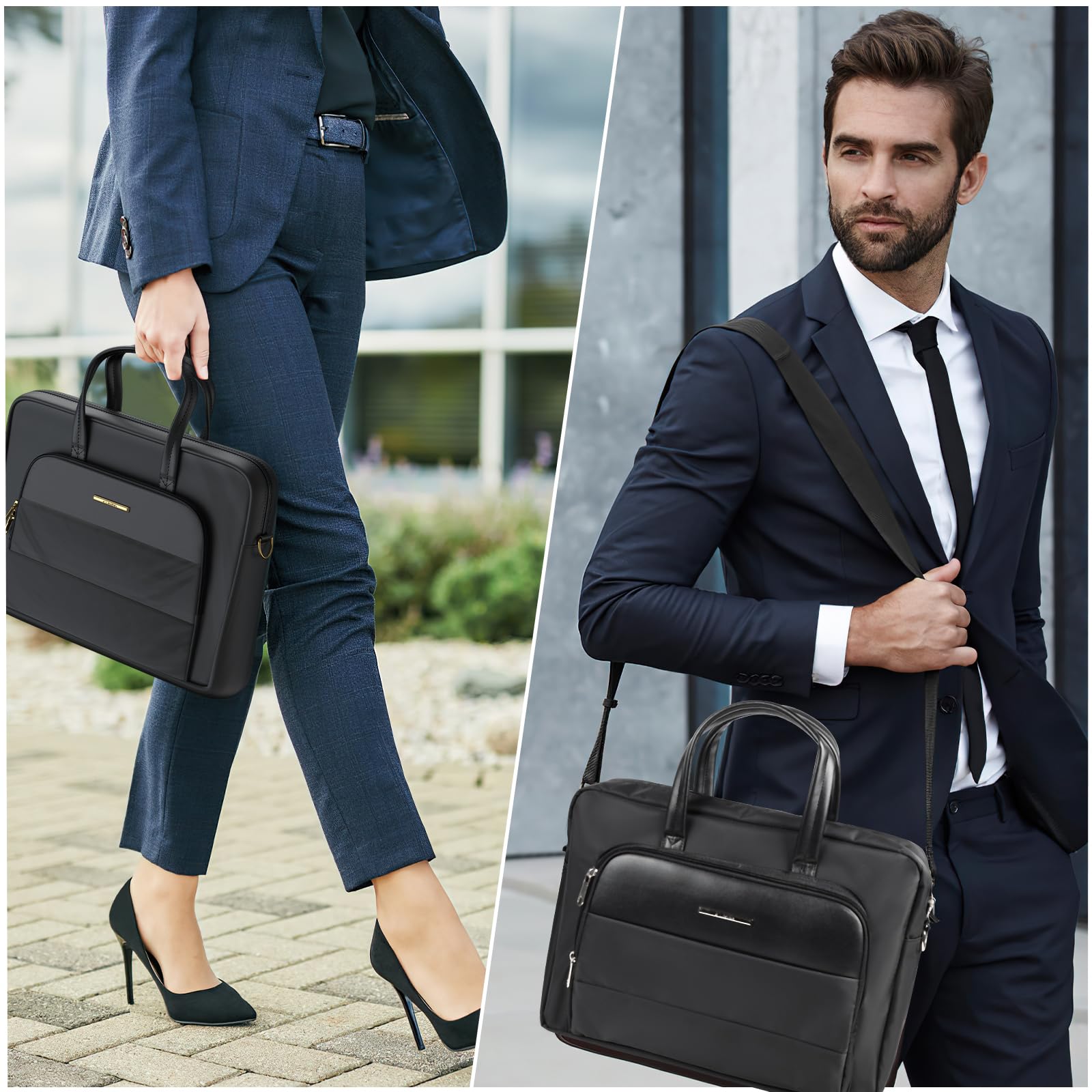 LIMINK Nylon Laptop Bag with LK14 Dual Monitor Stand for 13-16 Inch Laptops - Portable Freestanding Monitor Extender with Kickstand for Windows & MacOS - Perfect for Office, Travel & Remote Work