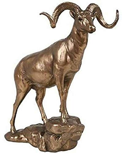 Bighorn Sheep Ovis Canadensis Golden Finish Resin Figurine 9.75
