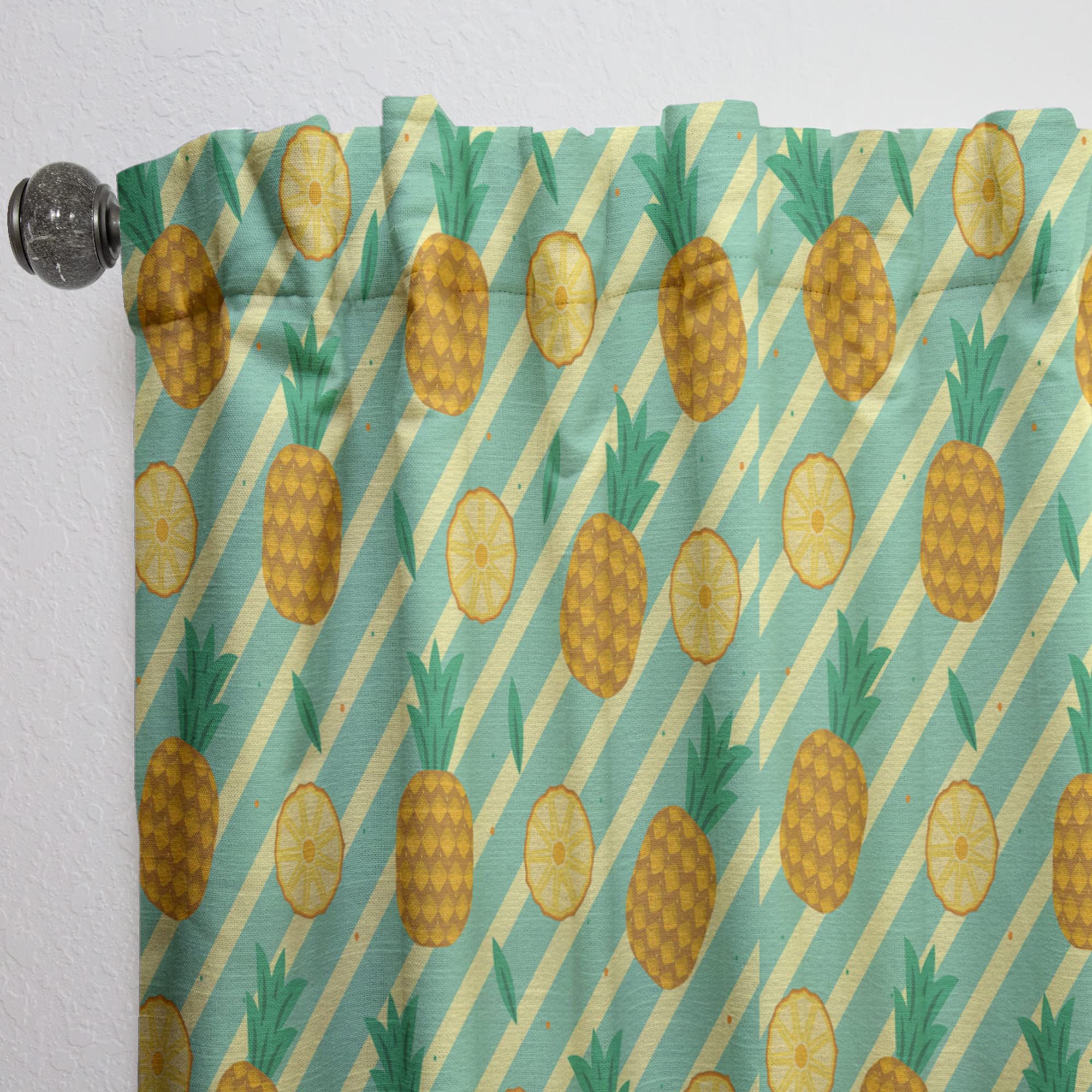 DesignQ Thermal Insulated Pineapple Summer Bliss I Curtains - Single Panel 52x95 - Blackout Drapes for Bedroom & Living Room - Perfect for Sun Protection & Home Decor