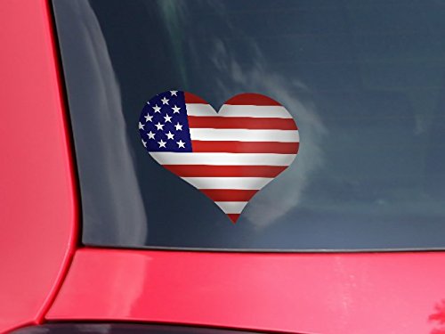USA American Flag Car Window Decal - Patriotic I Heart Love Vinyl Sticker 6.5