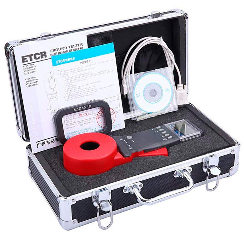 ETCR2100E+ Digital Clamp Ground Earth Resistance Tester - 0.01Ω to 1200Ω Range, 0.00mA to 40.0A Current Measurement, 99 Data Storage - Perfect for Electricians, HVAC Technicians & Industrial Maintenance