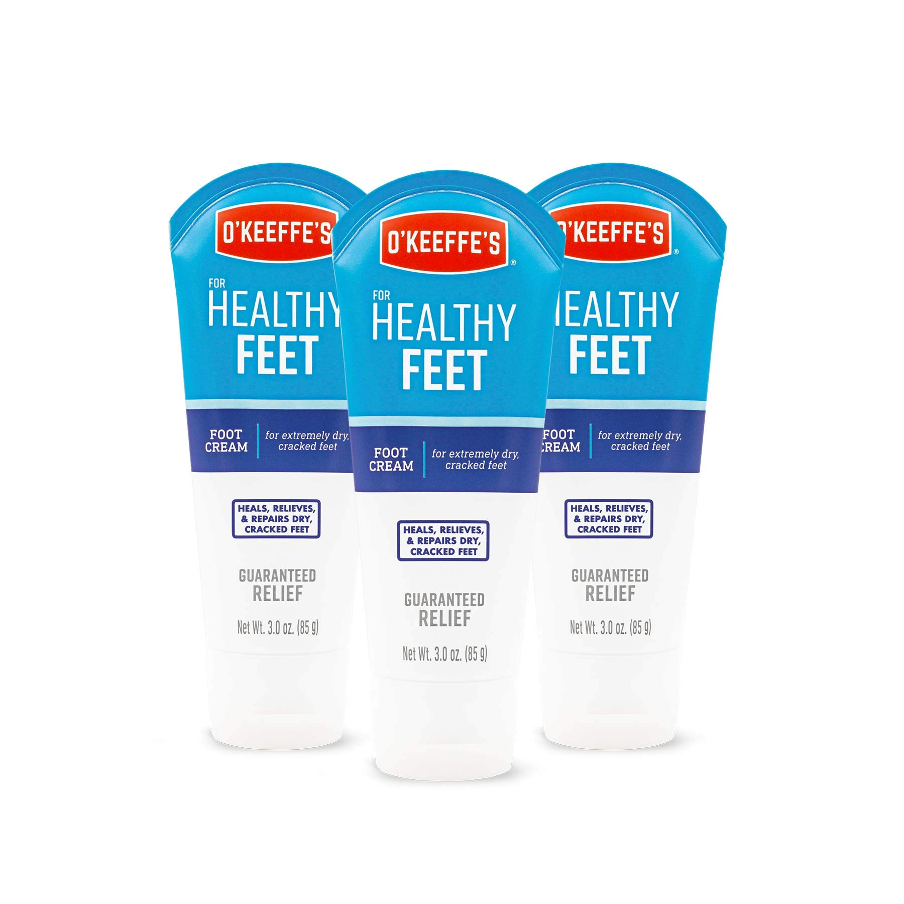 O'Keeffe's Healthy Feet Foot Cream - Ultra Moisturizing for Dry Cracked Feet - 3 oz Tube (Pack of 3) - Best for Heel & Foot Repair, Overnight Treatment, Pedicure Care & Daily Foot Hydration