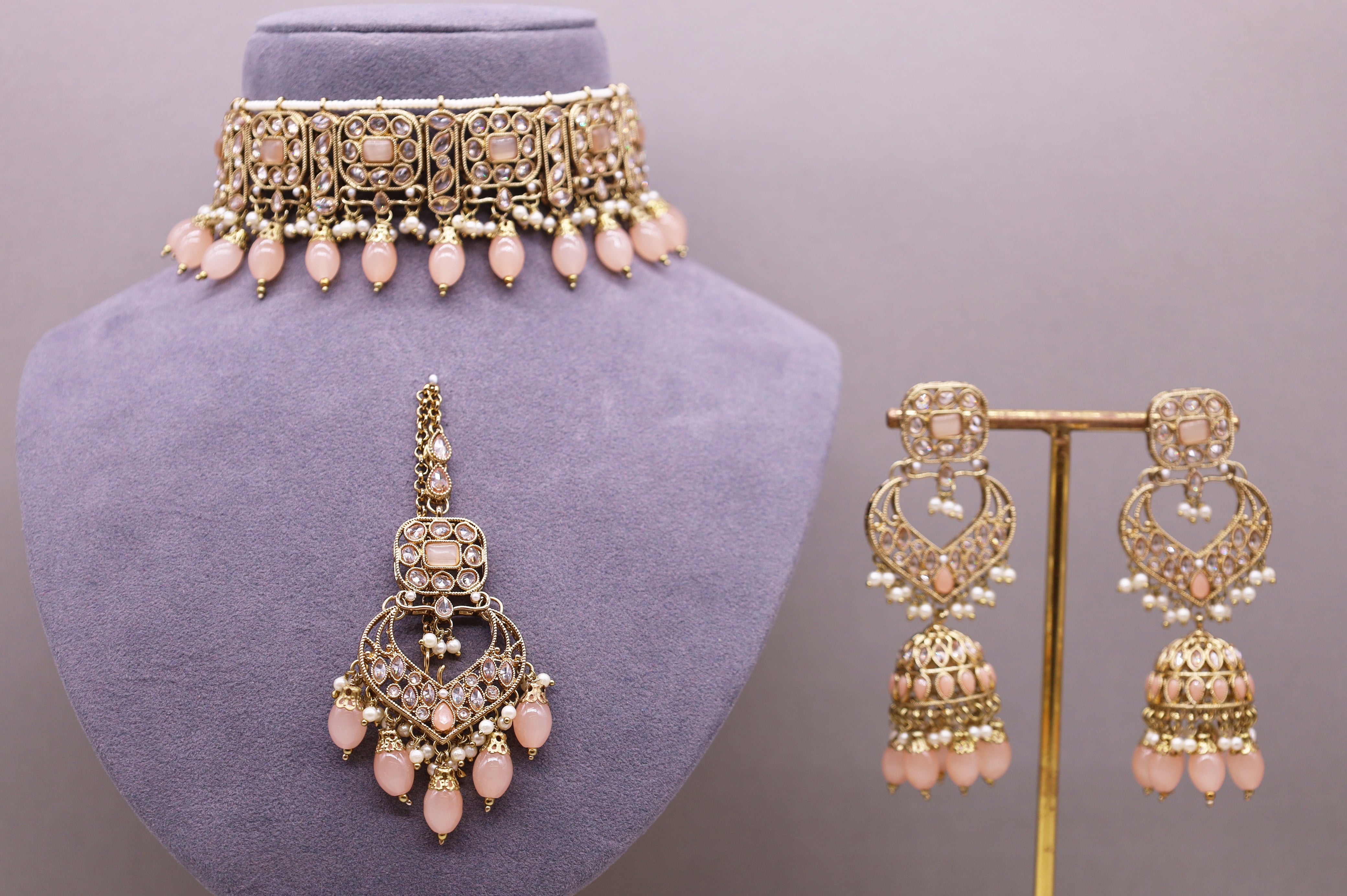 Ananya Polki Full Set Jewelry - Traditional Indian Bridal Necklace Set with Earrings for Weddings & Festive Occasions