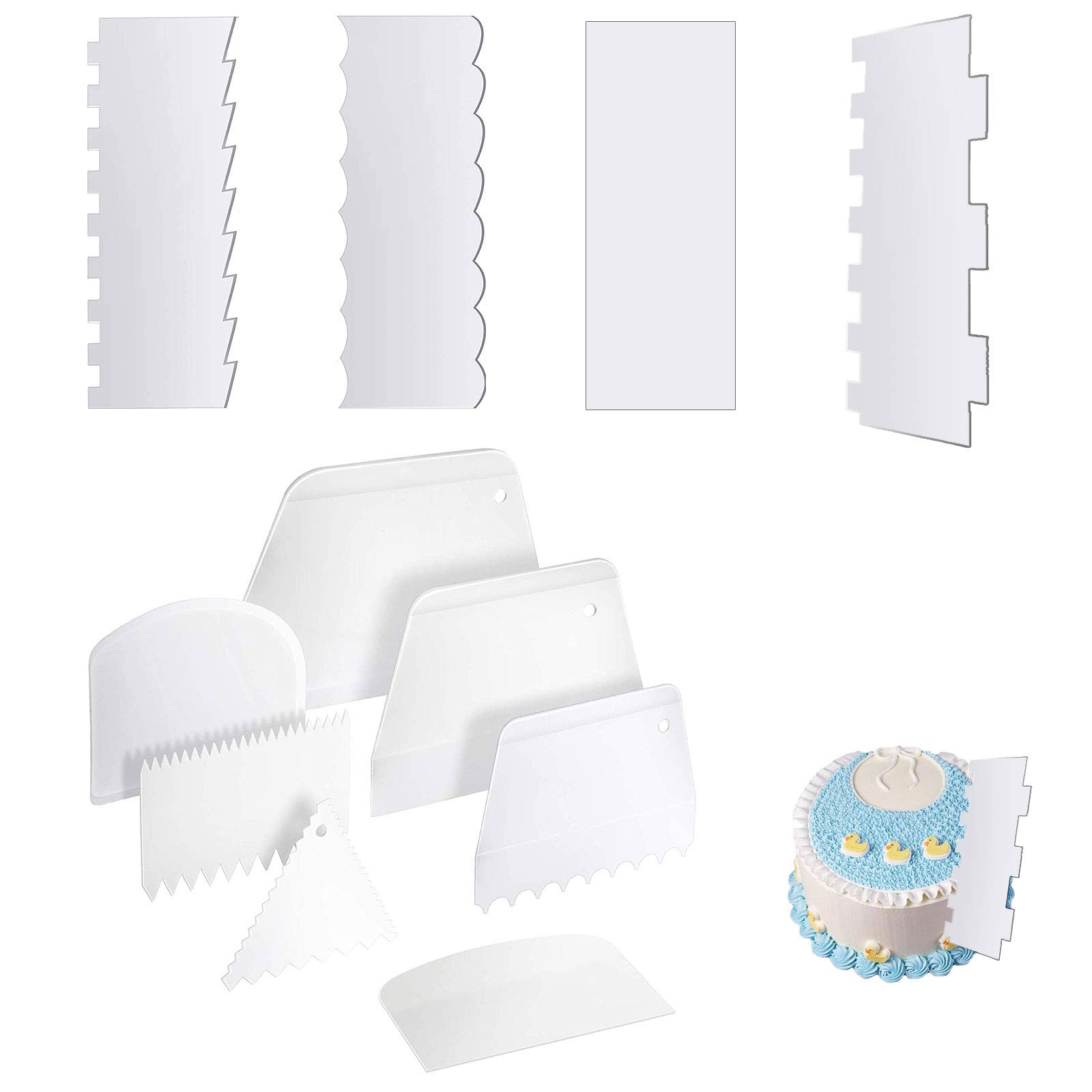 11-Piece Cake Scraper Set - Professional Cake Smoother & Decorating Tools with Sawtooth Comb for Icing, Frosting, Buttercream - Perfect for Baking, Cake Decorating, and Pastry Making