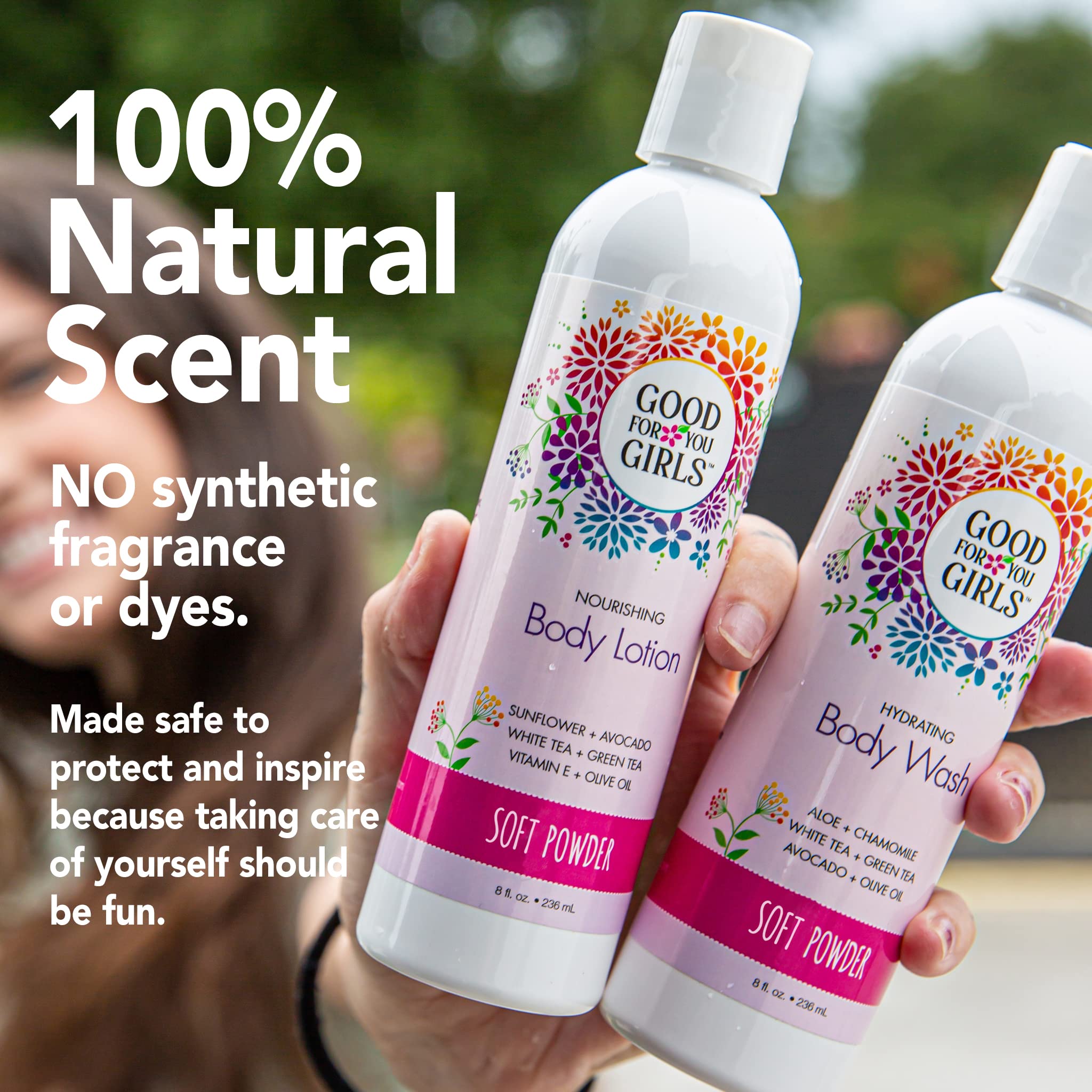 Good For You Girls 2-Piece Body Wash & Body Lotion Gift Set - Powder Scent | Gentle Skincare for Teens & Tweens | Perfect Birthday Gift & Daily Pampering