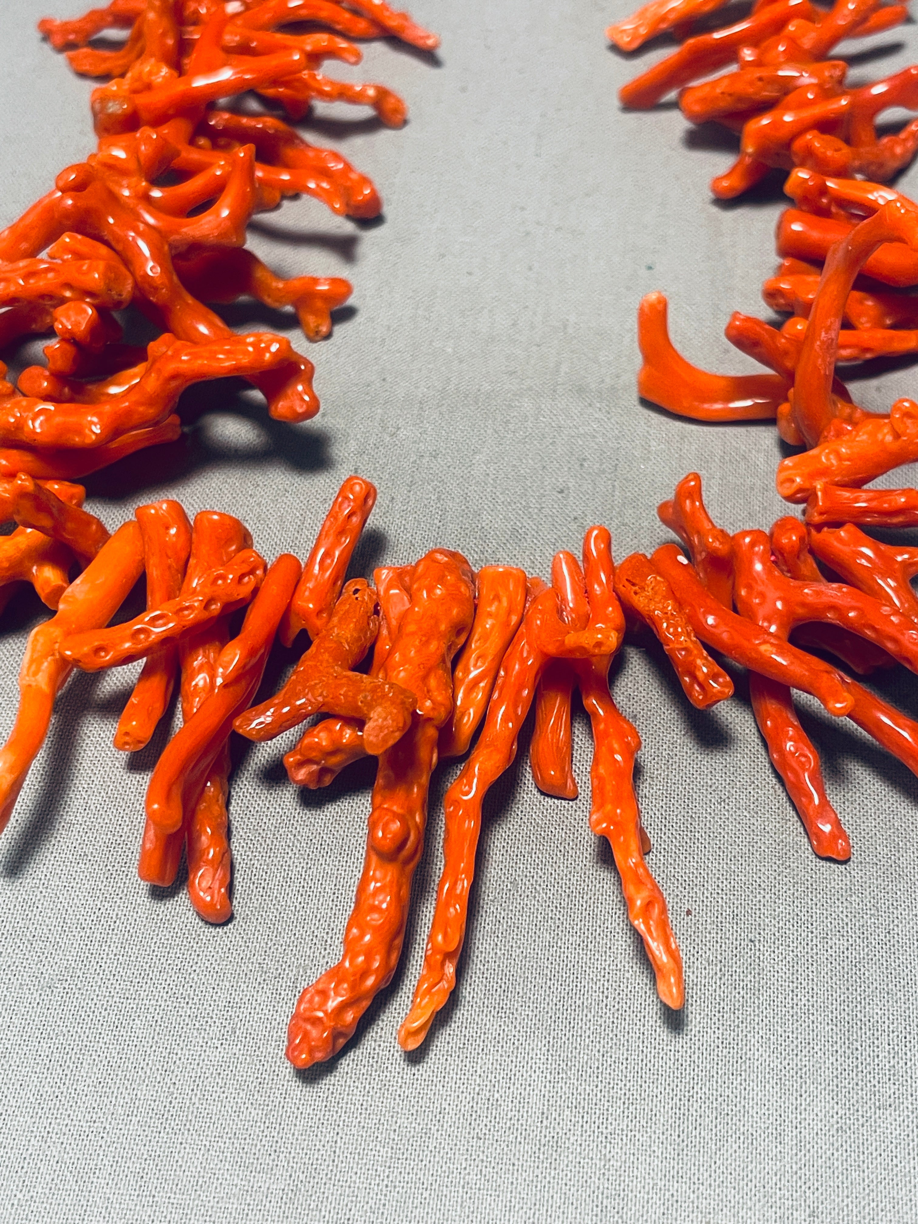 151 Grams Vintage Native American Navajo Coral Sterling Silver Necklace - Handmade Southwest Jewelry for Women, Boho Chic Accessories for Parties & Special Occasions