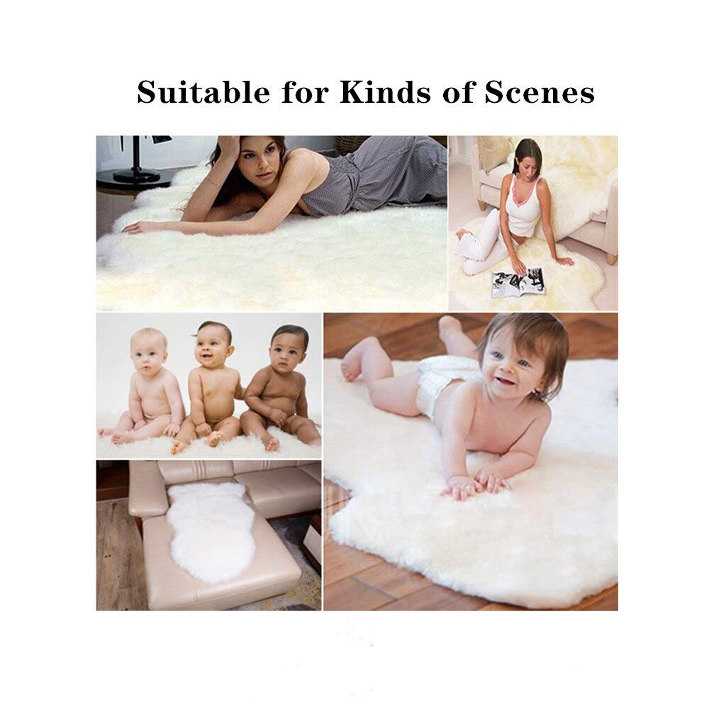 Genuine Sheepskin Rug - 4' x 6' Natural Sheepskin Fur Rug for Living Room, Bedroom, Fireplace - Soft Shaggy Irregular Shaped Ivory White Faux Fur Carpet - Cozy Home Decor, Perfect for Floor Lounging, Nursery, or Pet Bed