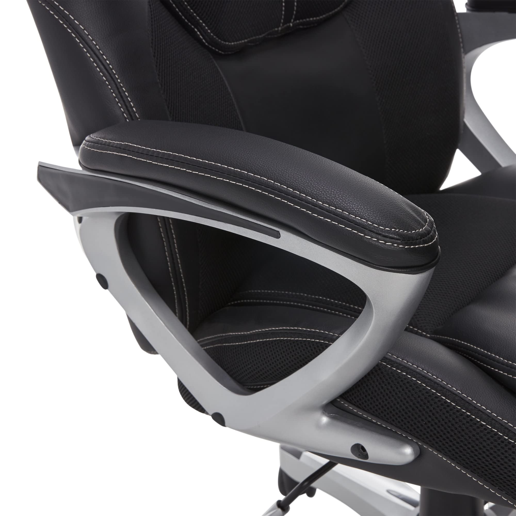 Serta Amplify Executive Office Chair - Adjustable Ergonomic Gaming Chair with Lumbar Support, Padded Arms, Faux Leather & Mesh Back - Black - Perfect for Home Office, Gaming Setup & Workspace Comfort