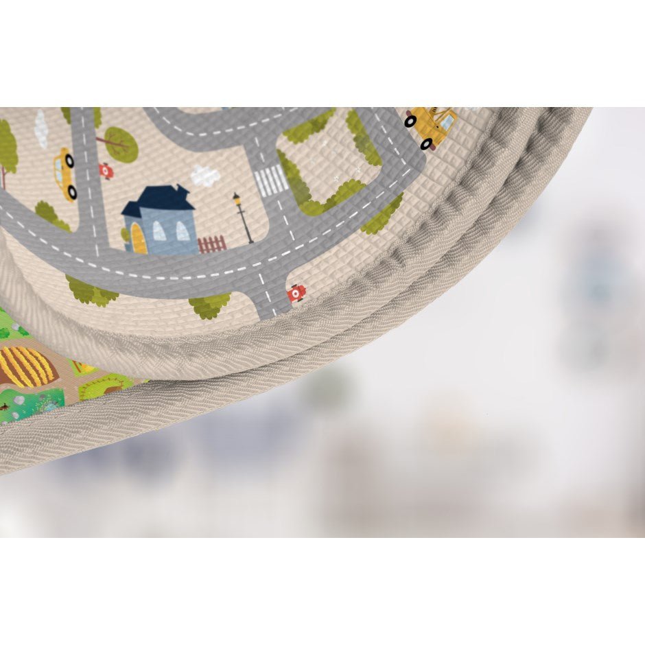 5' x 6' Yokina Farm City Reversible Waterproof Baby Playmat - Non-Toxic Crawling Mat for Nursery, Playroom & Daycare - Perfect for Infants, Toddlers & Kids Playtime