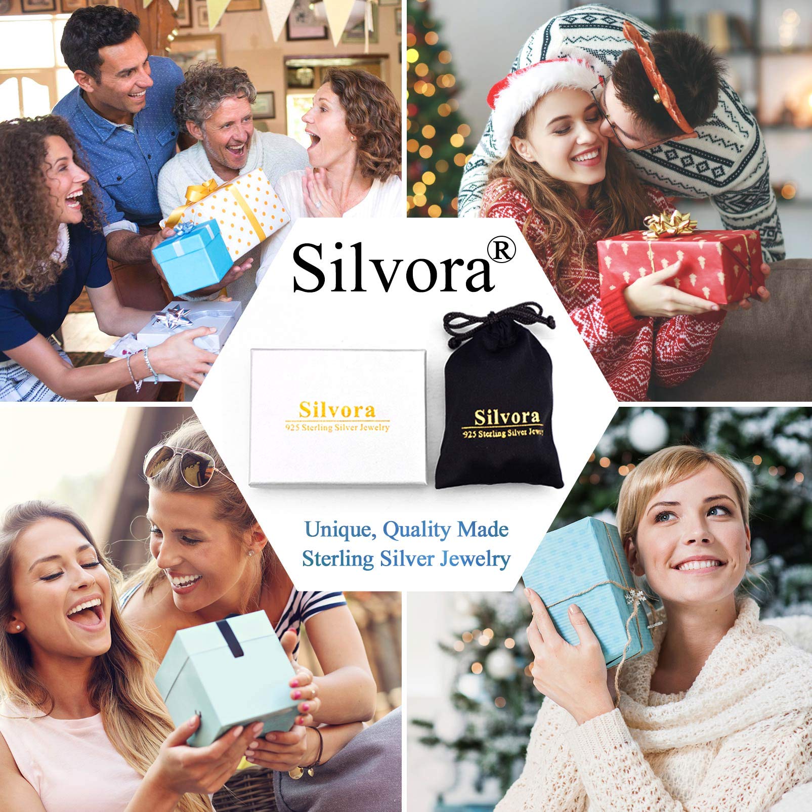 Silvora Sterling Silver Stacking Open Rings for Women & Teens - Elegant Jewelry Gift Set with Delicate Packaging | Perfect for Everyday Wear, Layering & Special Occasions