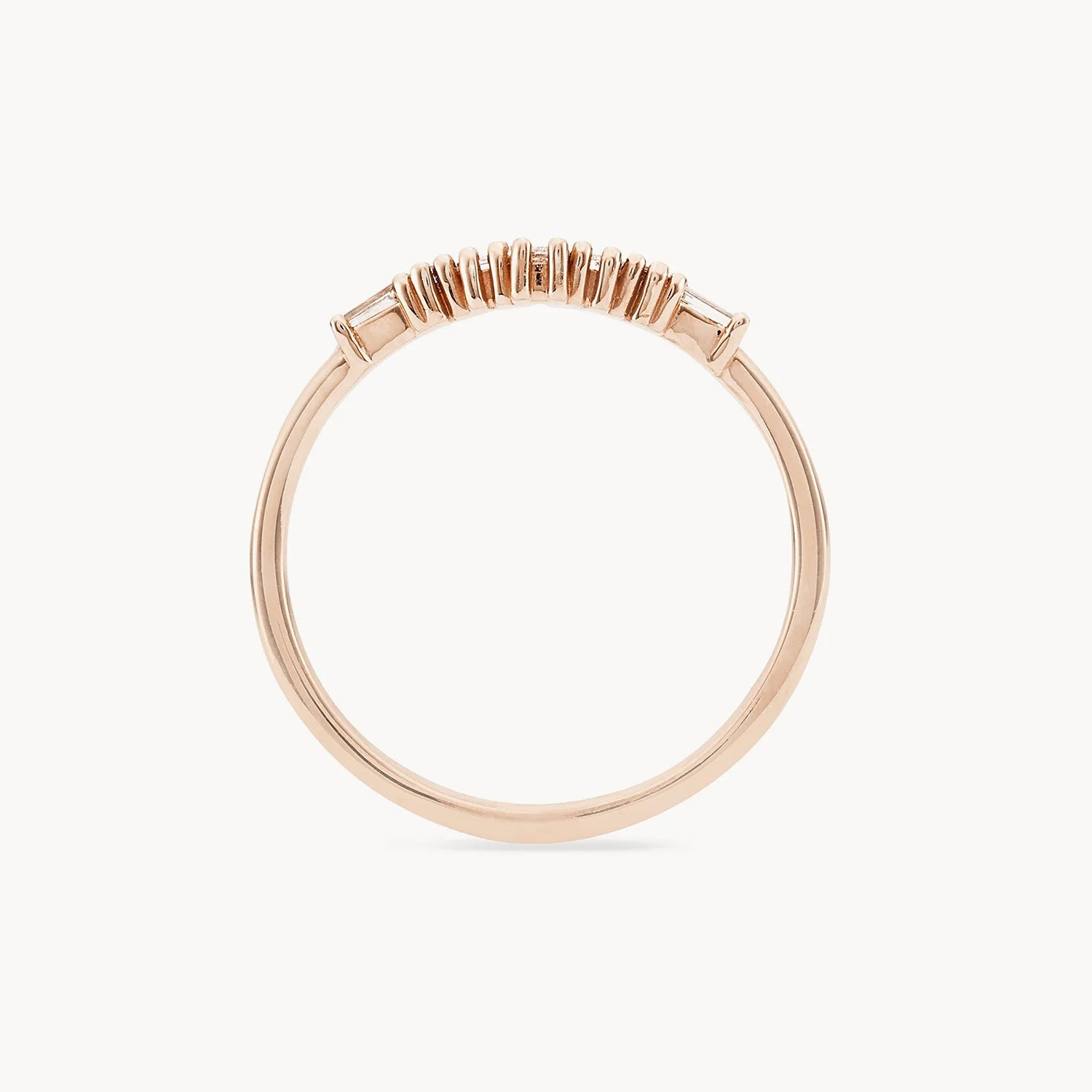 14K Rose Gold Daybreak Band with White Diamonds - Elegant Stackable Ring for Women, Perfect for Weddings, Anniversaries & Everyday Luxury Jewelry
