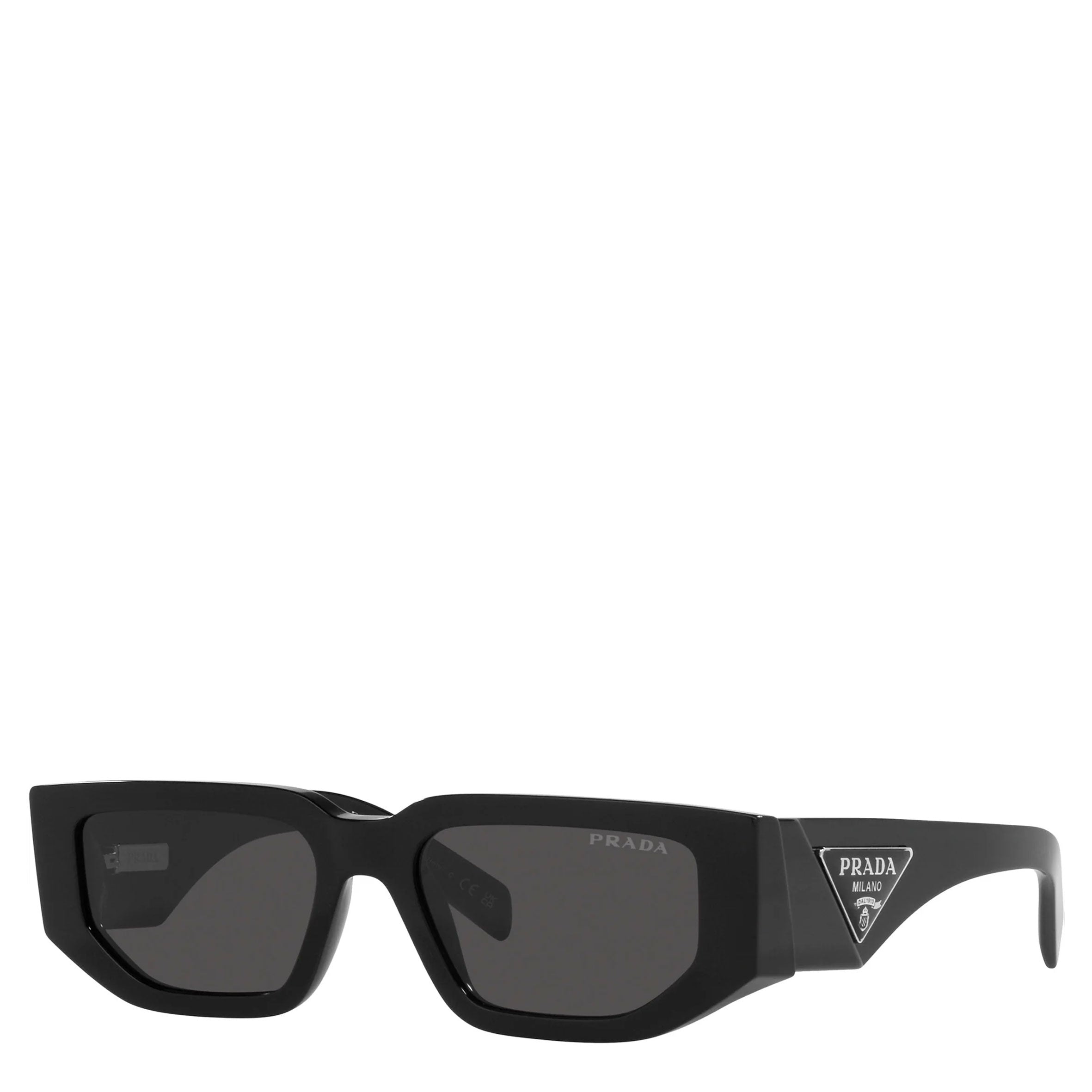 PRADA PR09ZS Triangle Rectangle Sunglasses for Women & Men - Black UV Protection Fashion Shades for Outdoor, Driving & Beach