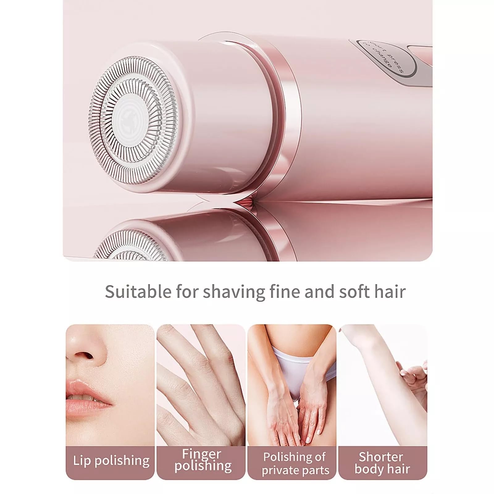 Favorabler 2-in-1 Electric Shaver for Women - Pubic Hair Trimmer & Bikini Razor with Detachable Dual Heads, Wet/Dry Use, Pink (2025 New Model) | Perfect for Travel, Gym & Sensitive Skin Care