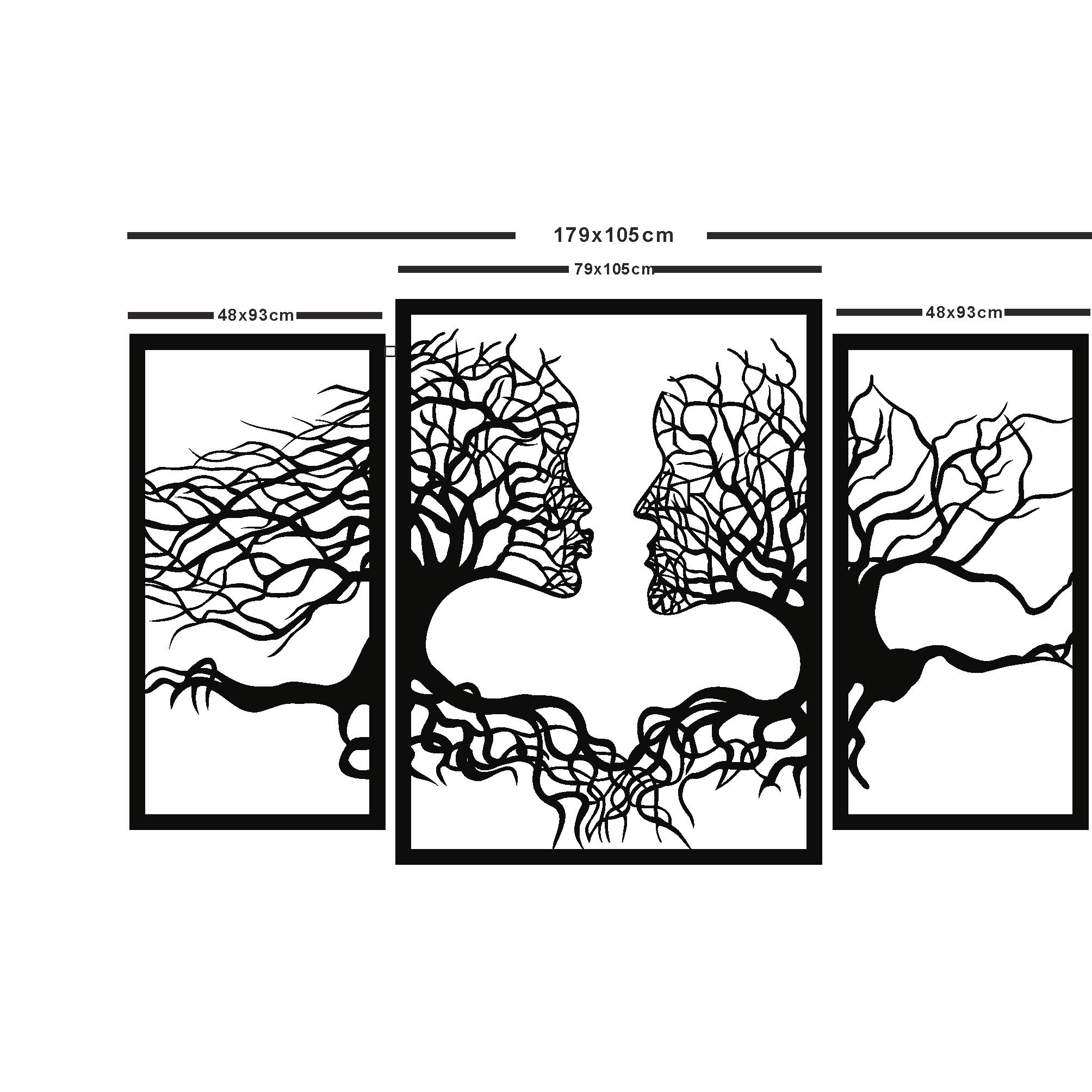 DEKADRON Metal Tree Wall Art - Tree of Life 3 Panel Set, Two-Sided Wall Decor for Living Room & Bedroom, Modern Metal Wall Hangings for Home Decoration (70