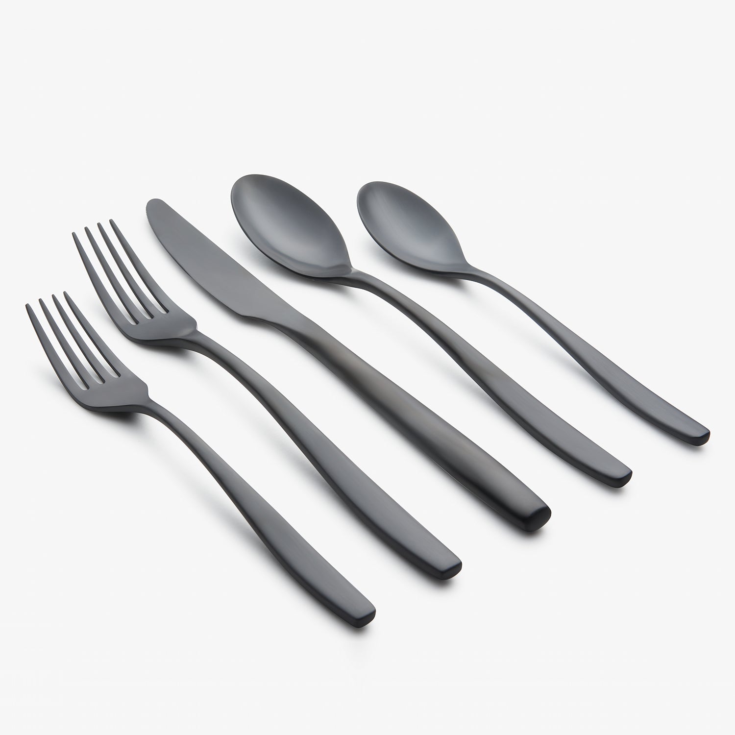 Averie Black Satin 20-Piece Flatware Set - Elegant Stainless Steel Cutlery Set for Dining, Kitchen, and Entertaining - Perfect for Dinner Parties, Weddings, and Everyday Use