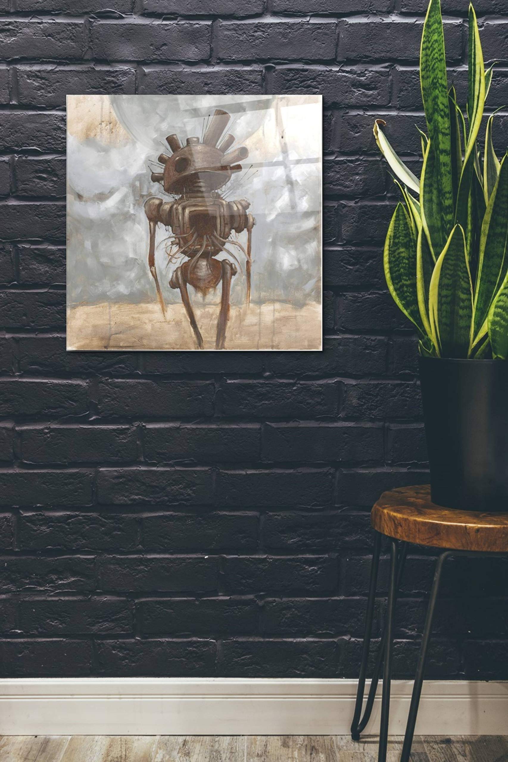 Epic 'Brought The War Home' Acrylic Glass Wall Art by Craig Snodgrass - 24x24 Inch Modern Canvas Painting for Living Room, Office & Gallery Decor