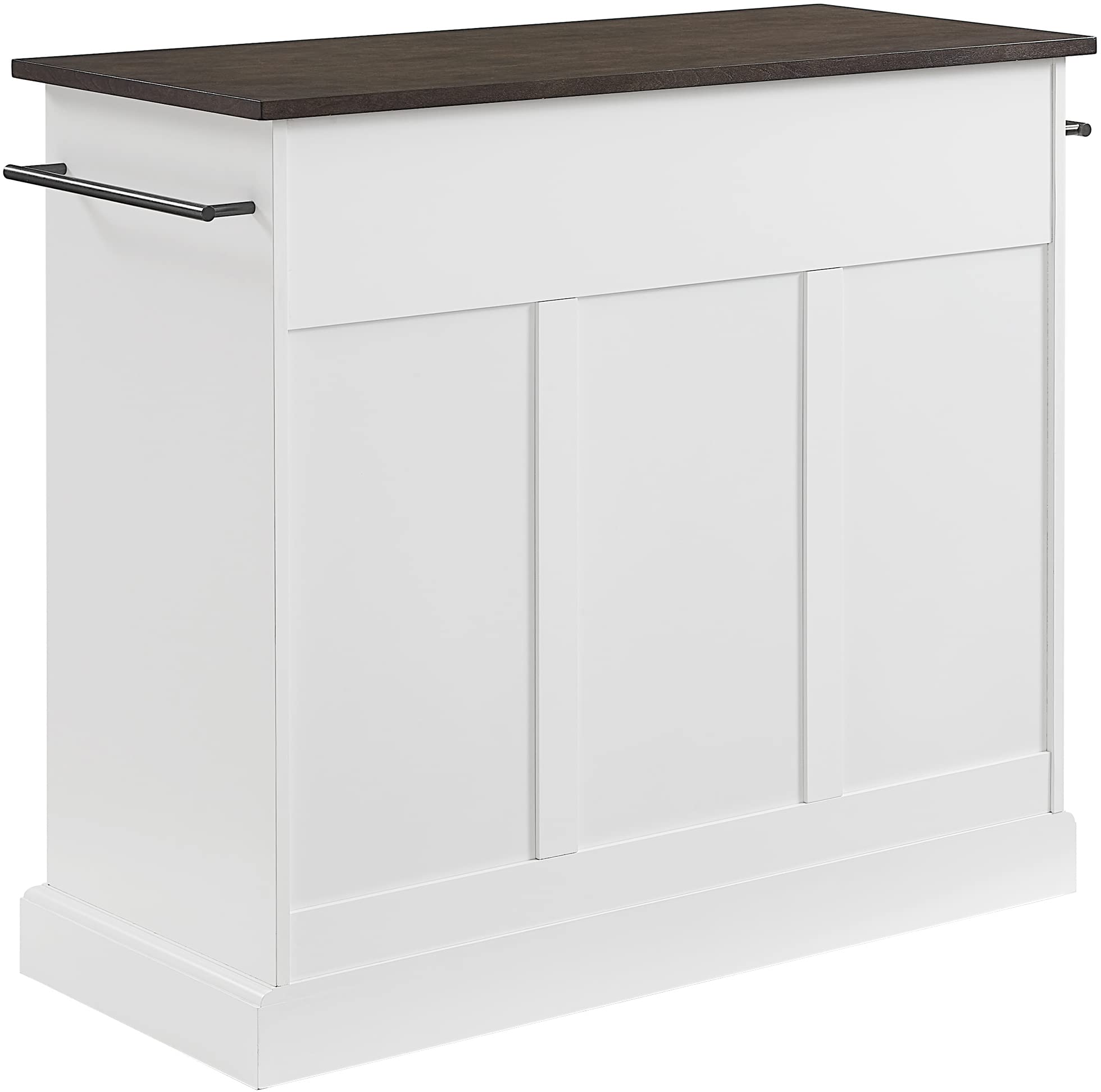 Crosley Shoreline White Kitchen Island with Shelves & Drawers - Microwave Stand, Coffee Bar Station for Small Spaces - Perfect for Apartments, Condos & Compact Kitchens