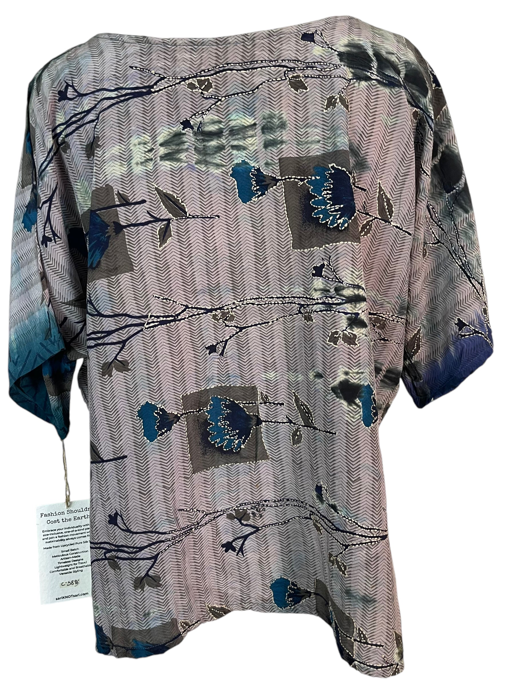 PRC5896 Women's Avatar Pure Silk Side Slit Blouse - Elegant & Comfortable Silk Top for Office Wear & Evening Parties
