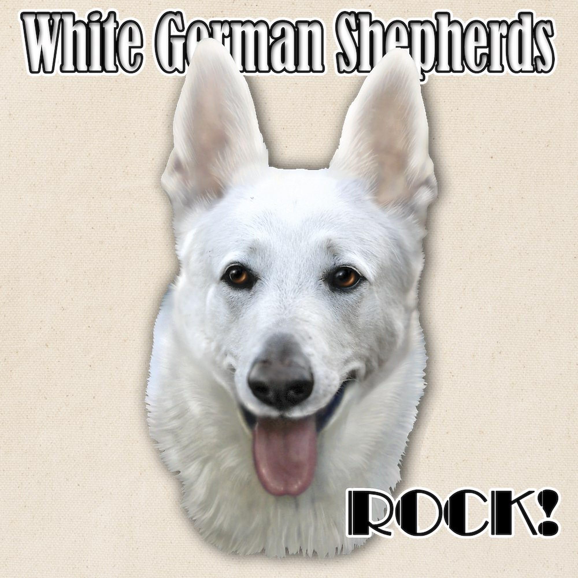 White German Shepherds Rock Tote Bag - Natural Canvas Reusable Shopping Bag for Groceries, Beach & Work | Eco-Friendly Cotton Tote with Dog Lover Design