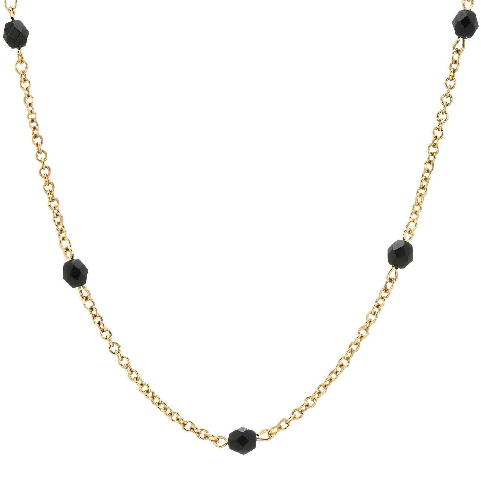 1928 Jet Black Faceted Glass Beaded Necklace - 32 Inch Vintage Style Jewelry for Women, Party Wear, Evening Gowns & Special Occasions