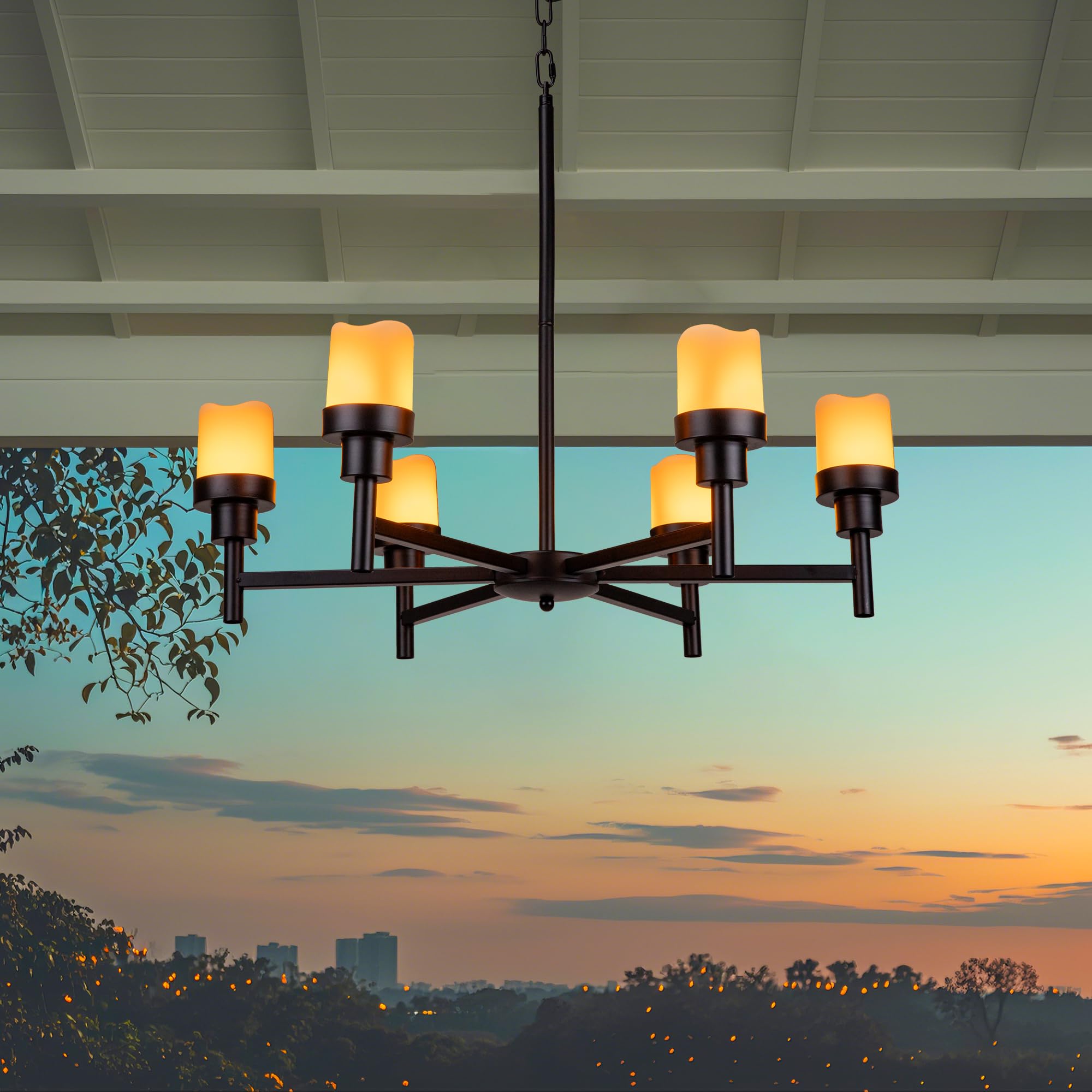 Battery Operated Chandelier - Outdoor Hanging LED Candle Lights for Gazebo, Canopy, Pergola, Porch & Tent Decor | Waterproof & Remote Control | Perfect for Weddings, Patio Parties & Garden Lighting