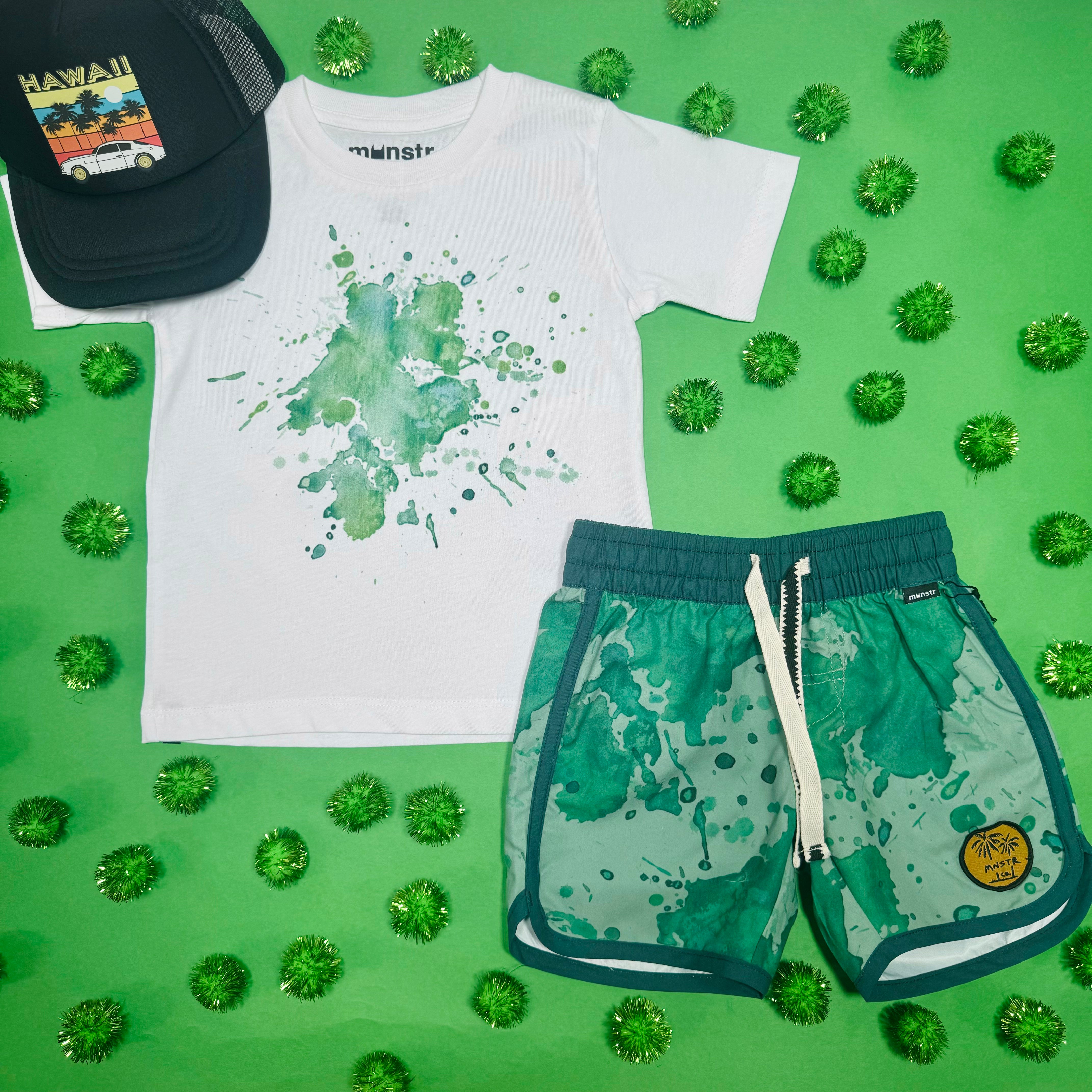 SPLATTER WARBLE SWIM TRUNKS - Quick-Dry Men's Swim Shorts for Beach, Pool & Water Sports | Comfortable & Stylish Swimwear