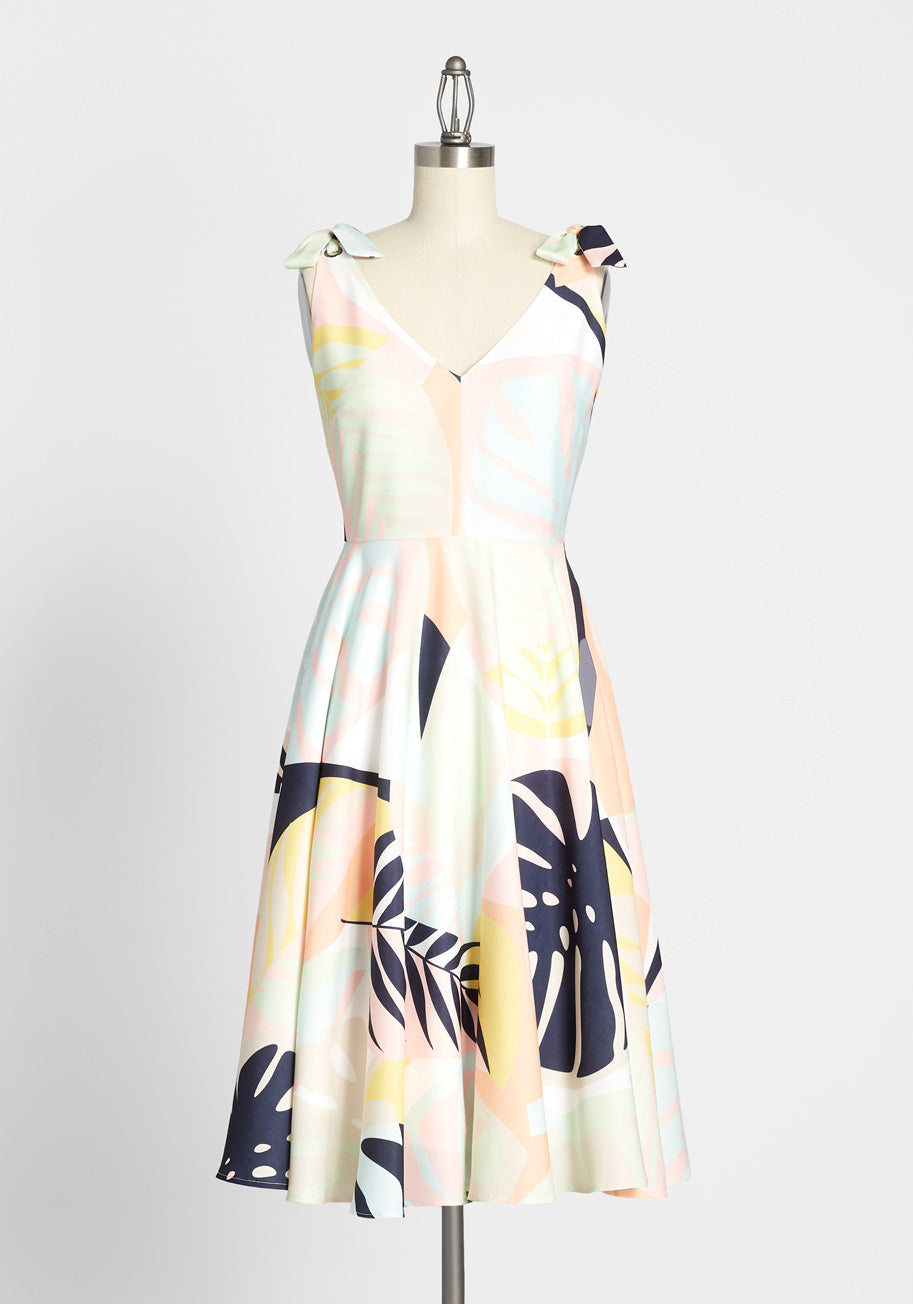 ModCloth x Hutch In Summery Tie Shoulder Dress - Women's Floral Summer Sundress for Beach Vacations & Outdoor Parties