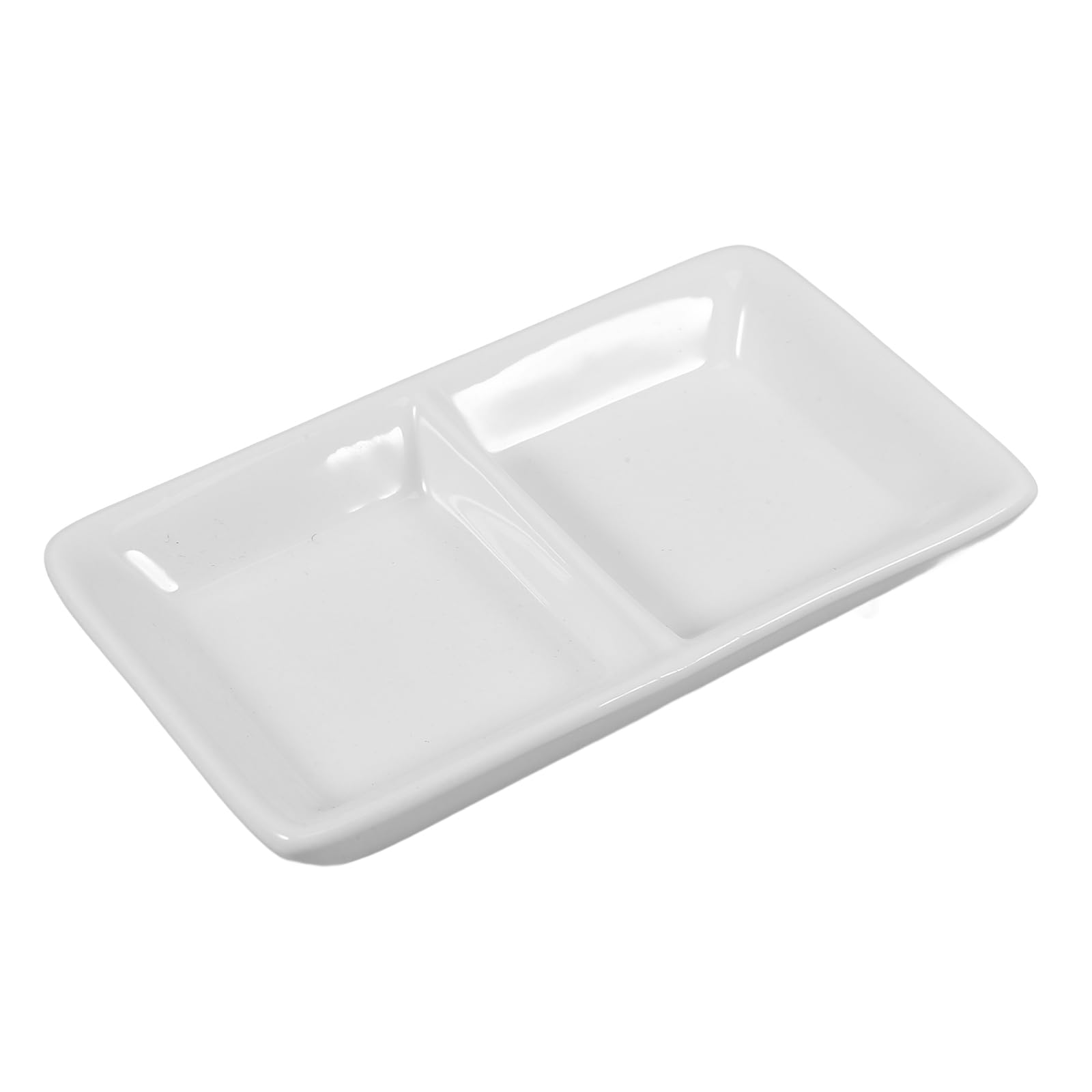Hemoton 5-Inch White Ceramic Appetizer Serving Tray with 2 Compartments - Perfect for Chips, Dips, Sauces, Snacks, Salt, Vinegar, Sugar & Spices - Ideal for Parties, Entertaining & Kitchen Organization