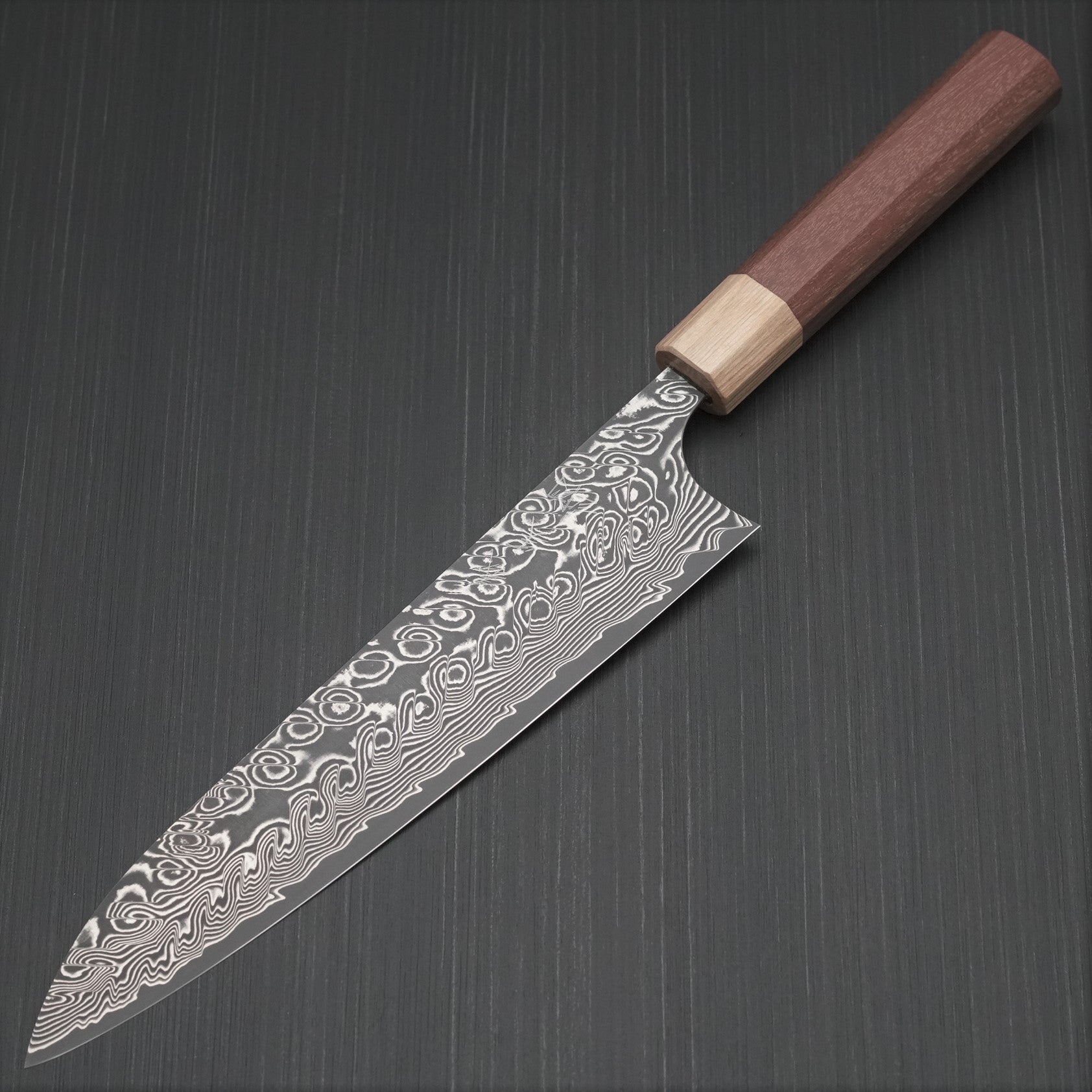 Premium Yoshimi Kato SG2 Super Gold 2 Damascus Gyuto Chef Knife 210mm - V-Shaped Blade with Black Finish & Jarrah Handle - Perfect for Professional Chefs, Home Cooking, Sushi Preparation & Meat Slicing