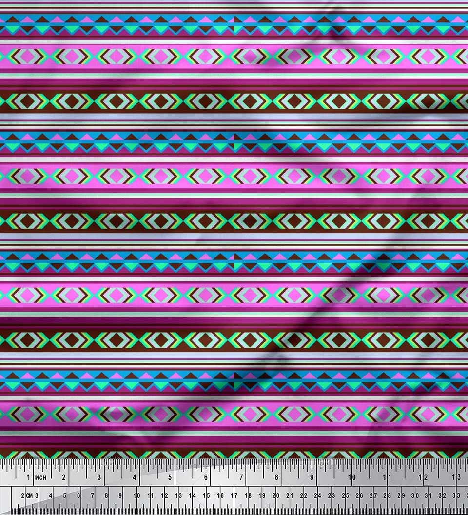 Soimoi Moss Georgette Brown Fabric by The Yard - 42 Inch Wide Aztec Geometric Printed Material for Dresses, Curtains & Home Decor | Tribal Contemporary Fashion Fabric
