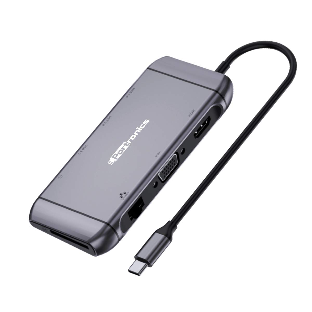 9-in-1 USB C Hub Multiport Adapter with 4K HDMI, 100W PD, USB 3.0 Ports - Compatible with MacBook Pro/Air, Windows, Chromebook, iPad Pro (Space Gray) - Perfect for Home Office, Travel & Conference Presentations
