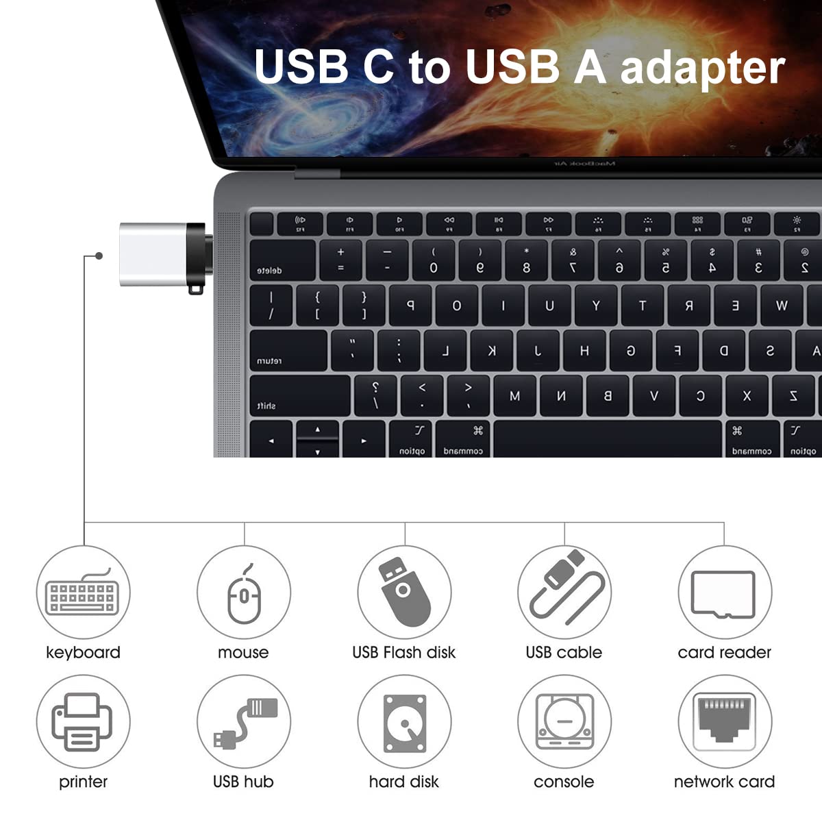 4-Pack USB C Adapter Set - Micro USB to USB C, USB C to USB-A, USB C Converter & OTG Adapter - Compatible with Huawei Mate, Galaxy, LG (Silver) - Perfect for Travel, Office & Device Charging