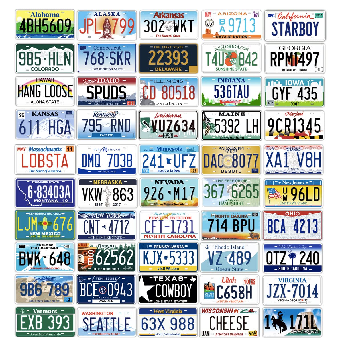 Replica License Plate Bundle - Embossed All 50 States Car Plates for Home Bar, Wall Decor, Garage & Man Cave - Perfect for Automotive Enthusiasts & Unique Gift Ideas